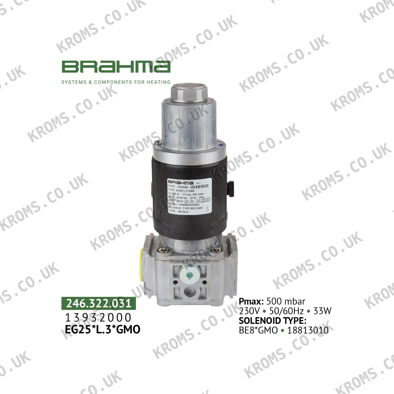 Brahma Electromagnetic gas valve EG25*L.3*GMO 13932000