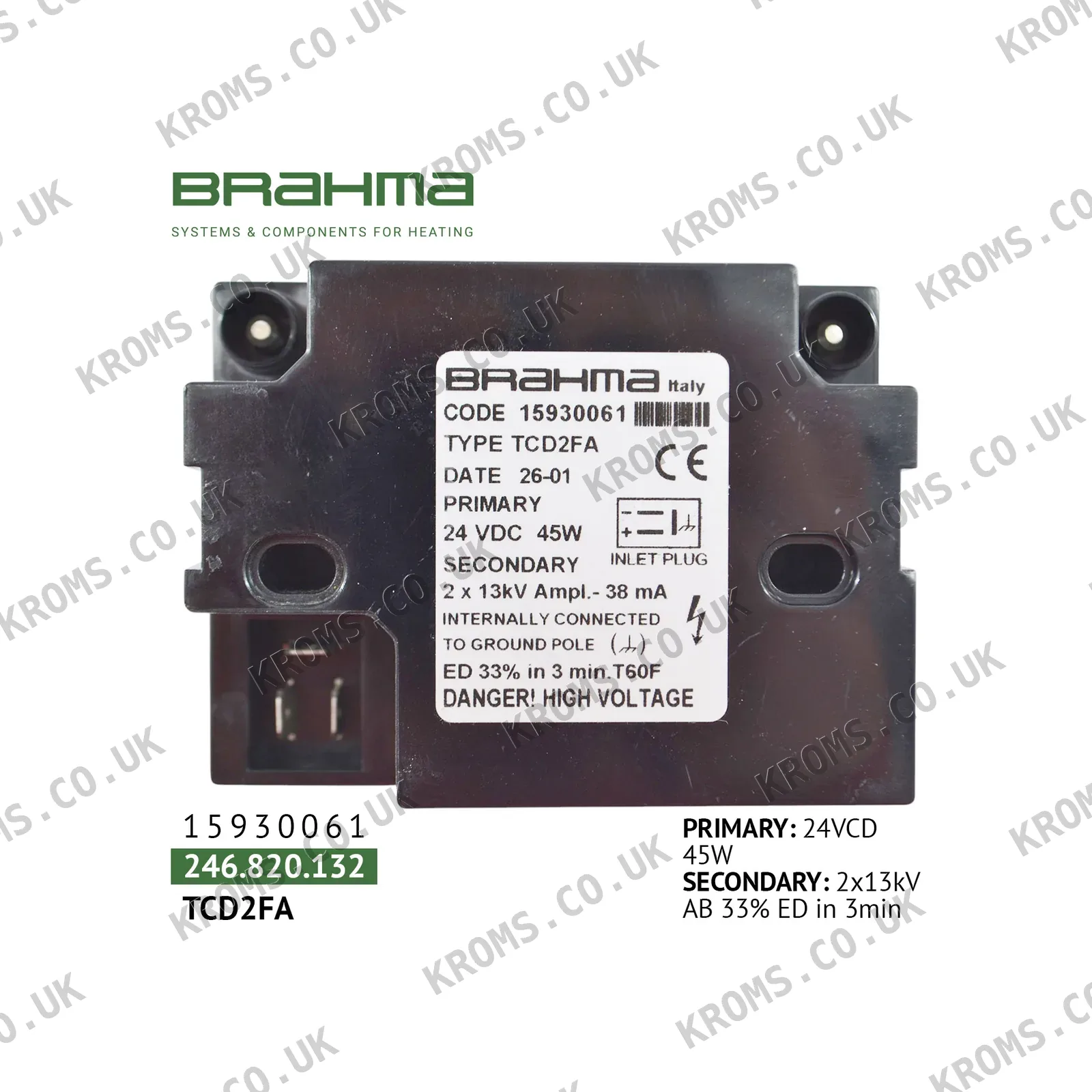Brahma Ignition transformer TCD2FA X1.02 15930061