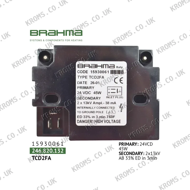 Brahma Ignition transformer TCD2FA X1.02 15930061