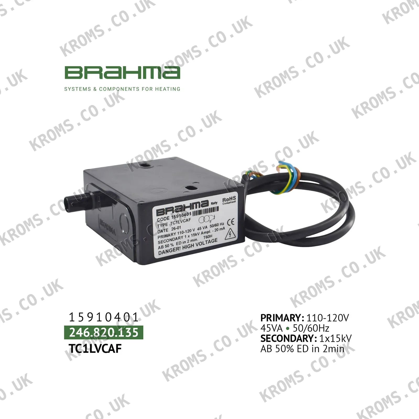 Brahma Ignition transformer TC1LVCAF 15910401