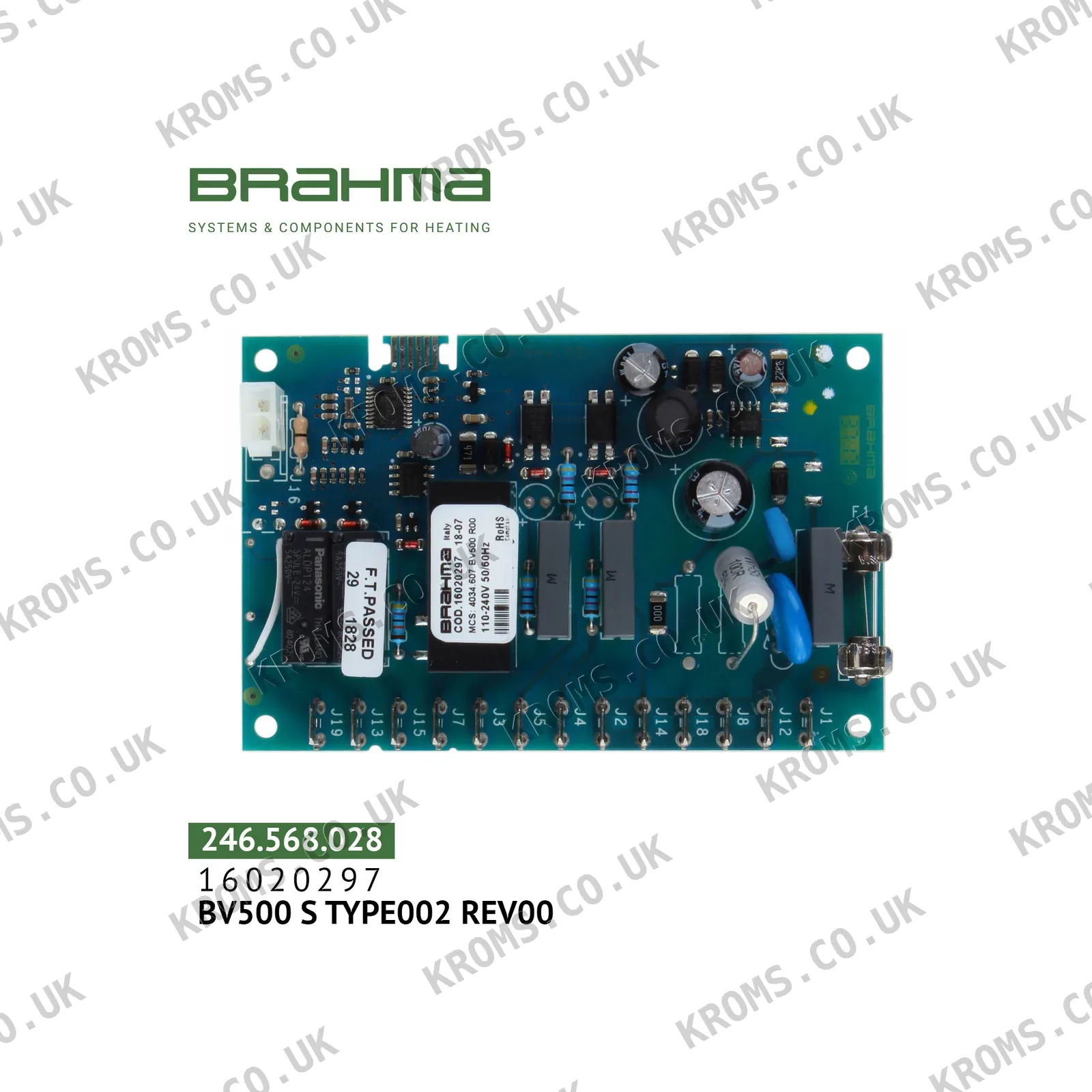Brahma Electronic control board (PCB) BV500 S TYPE002 REV00 16020297