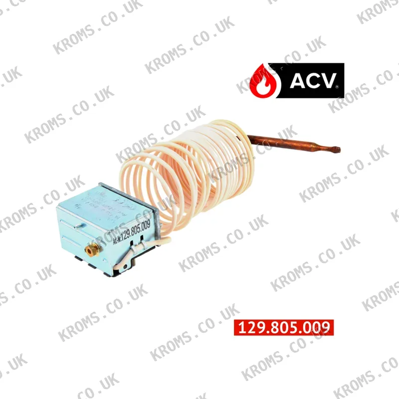 ACV Thermostat with manual or automatic reset, featuring a capillary 54764006