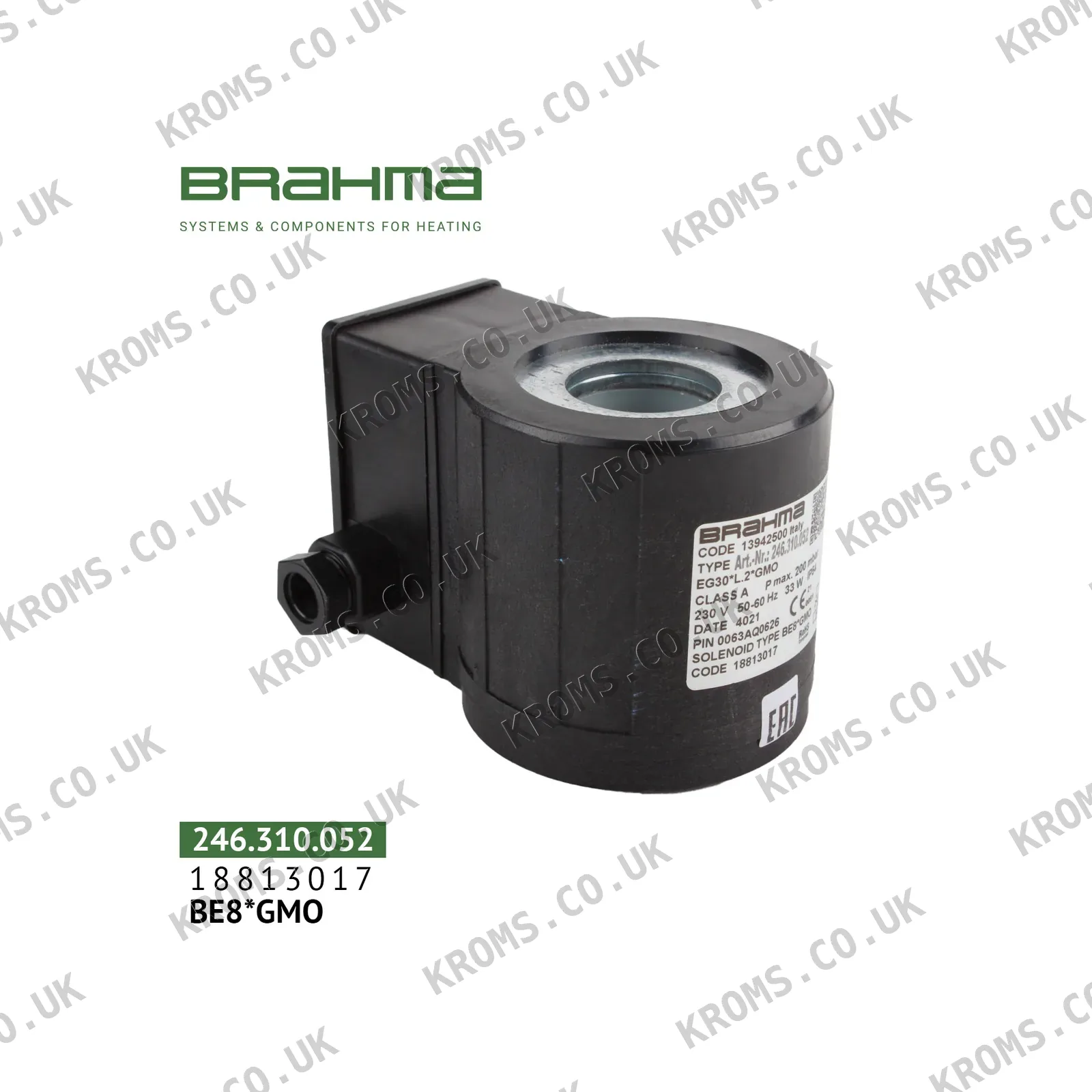 Brahma Solenoid coil BE8*GMO 18813017