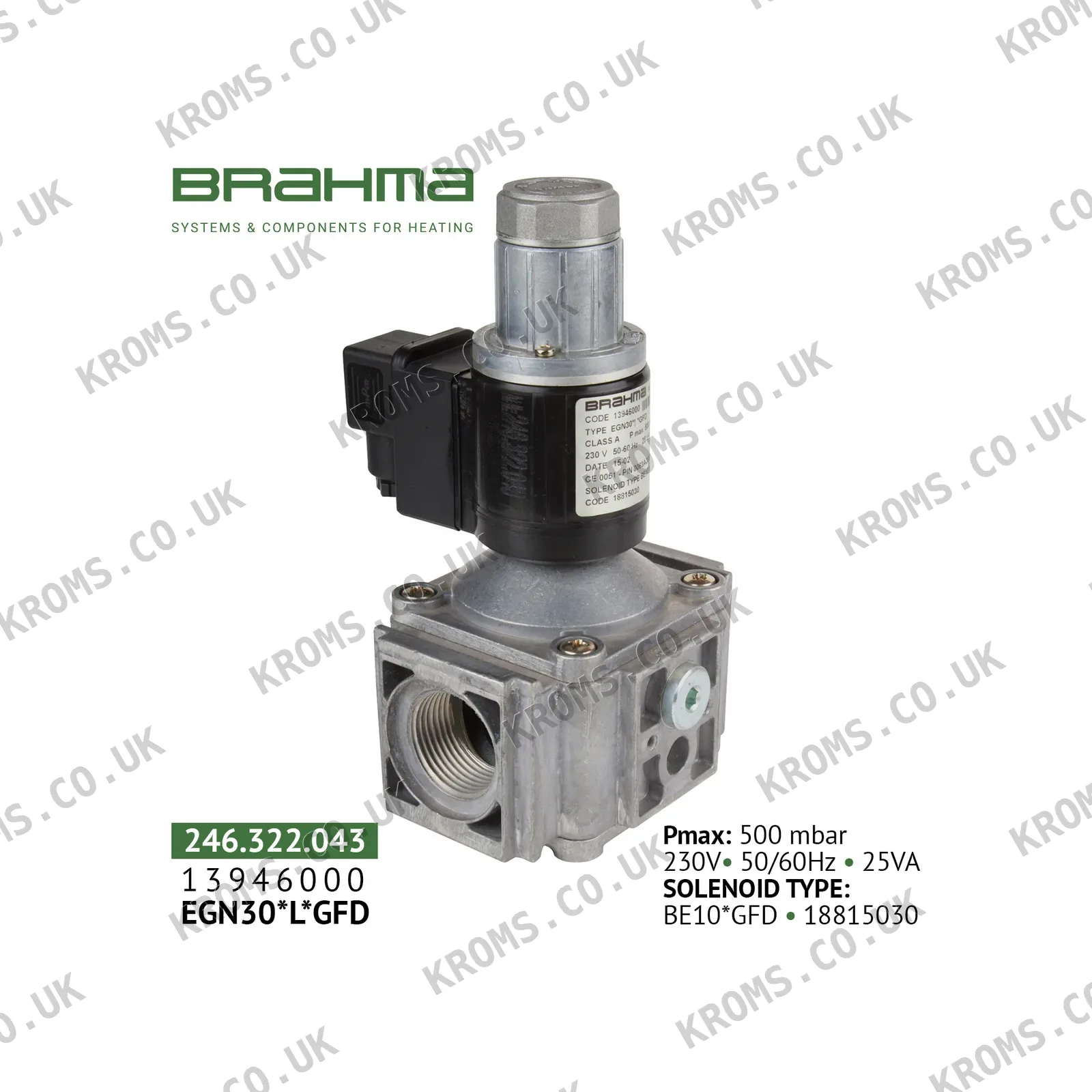 Brahma Gas solenoid valve EGN30*L*GFD 13946000