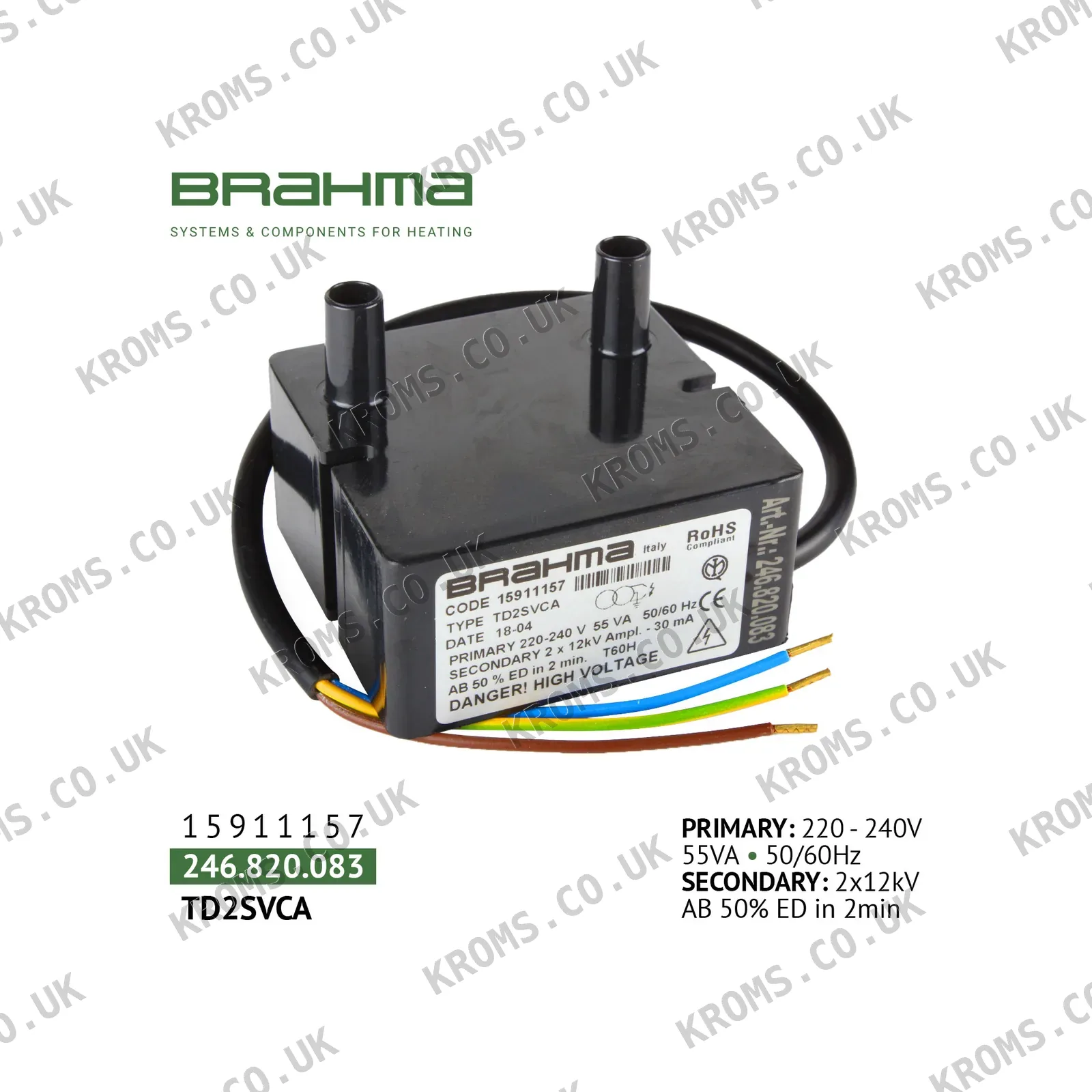 Brahma Ignition transformer TD2SVCA 15911157