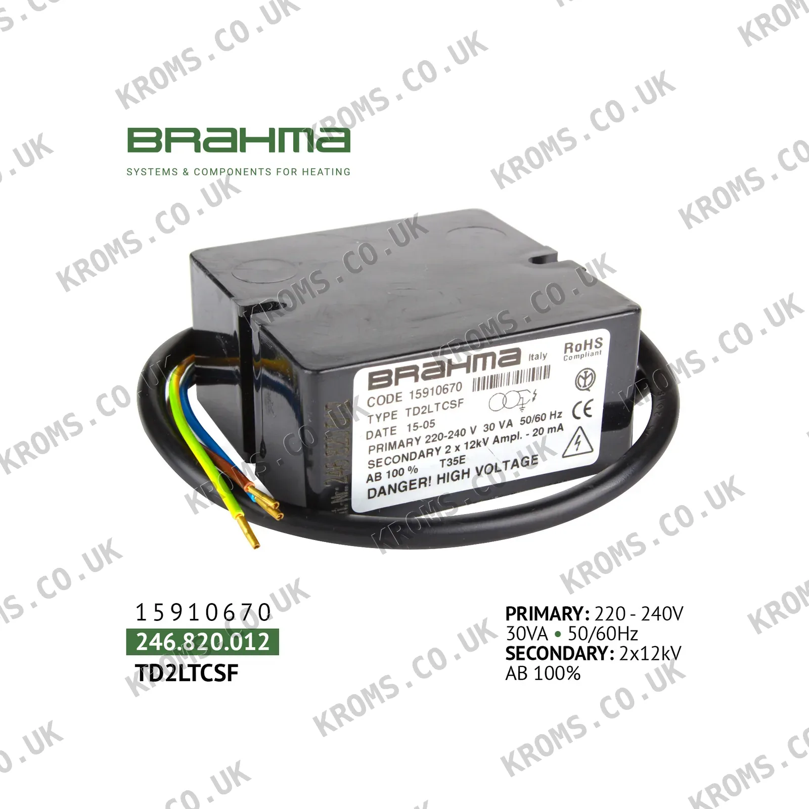 Brahma Ignition transformer 15910670