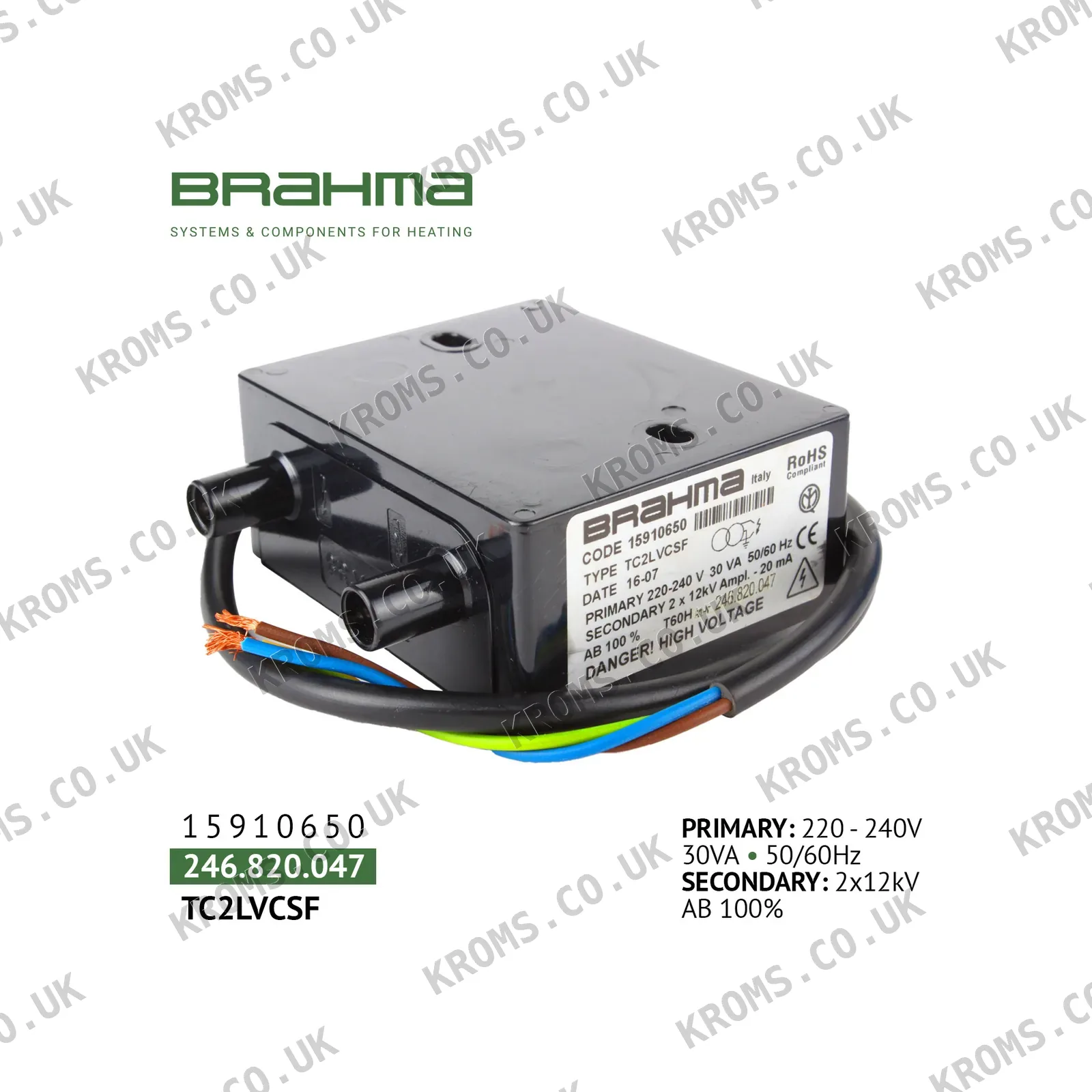 Brahma Ignition transformer TC2LVCSF 15910650