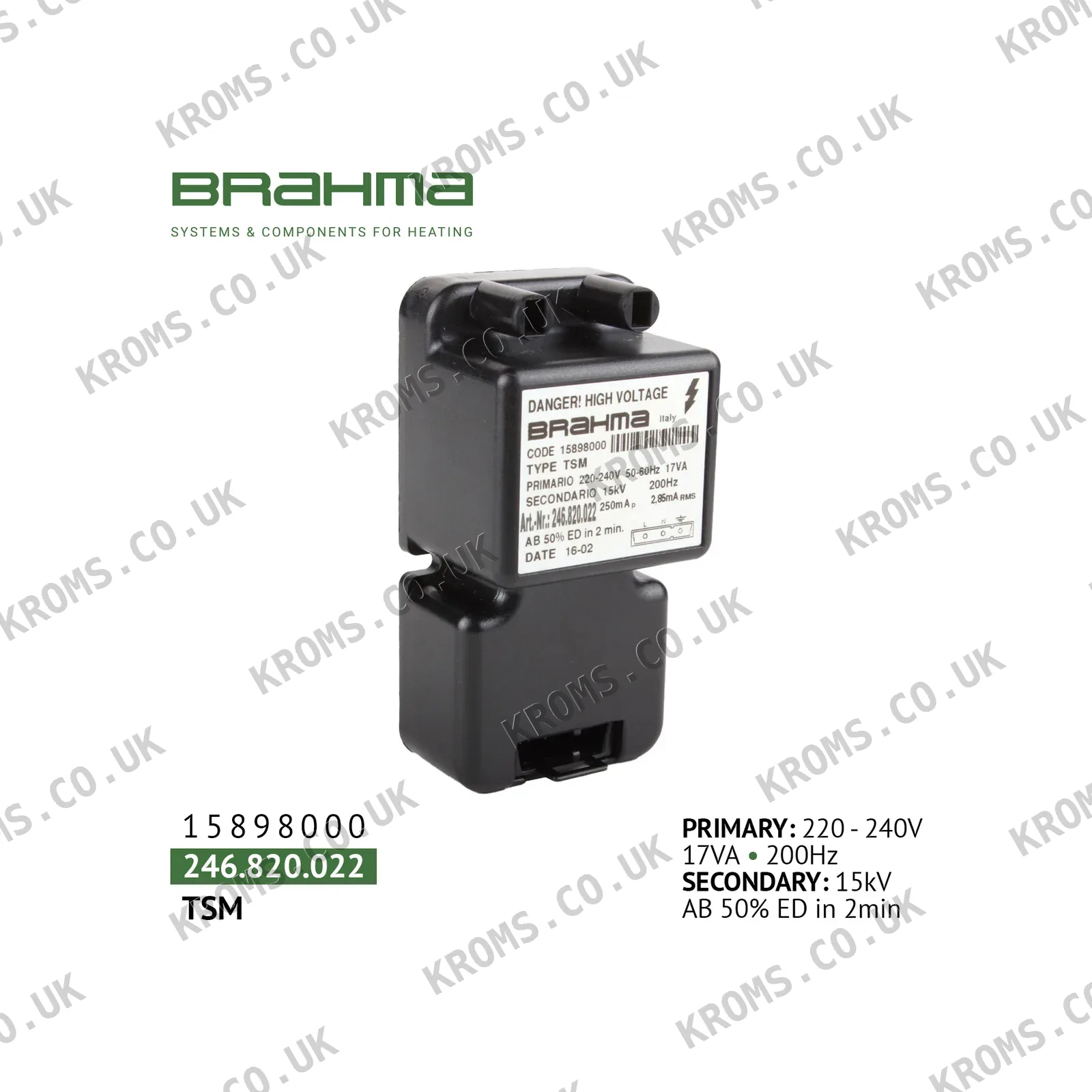 Brahma Ignition transformer 15898000