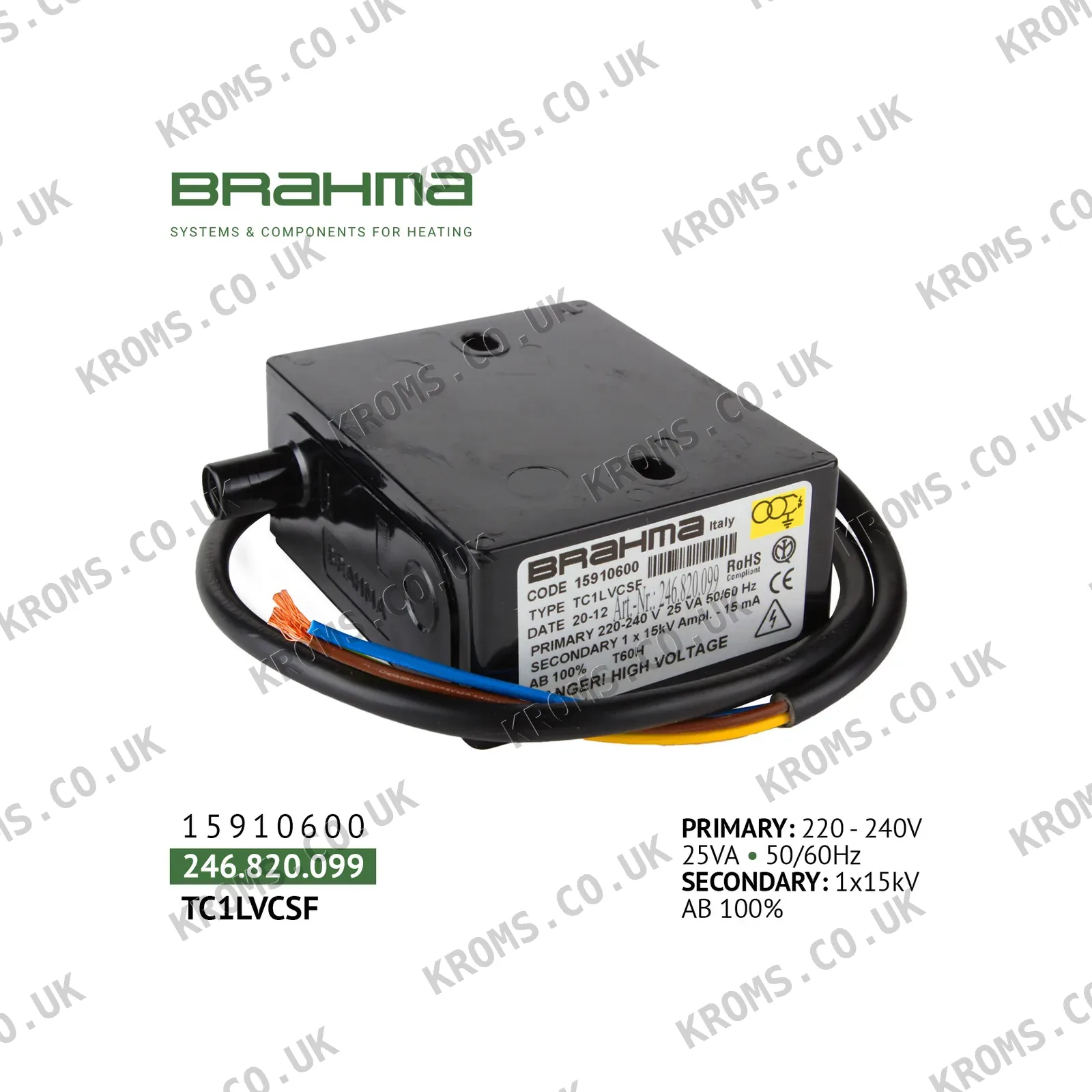 Brahma Ignition transformer TC1LVCSF 15910600