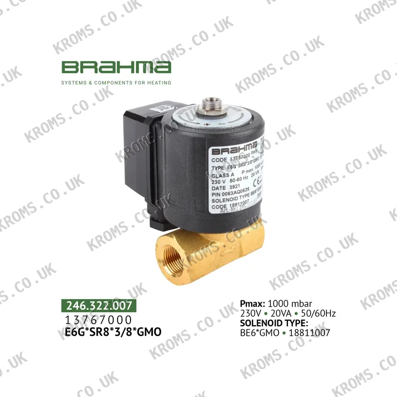 Brahma Gas solenoid valve E6G*SR8*3/8*GMO 13767000