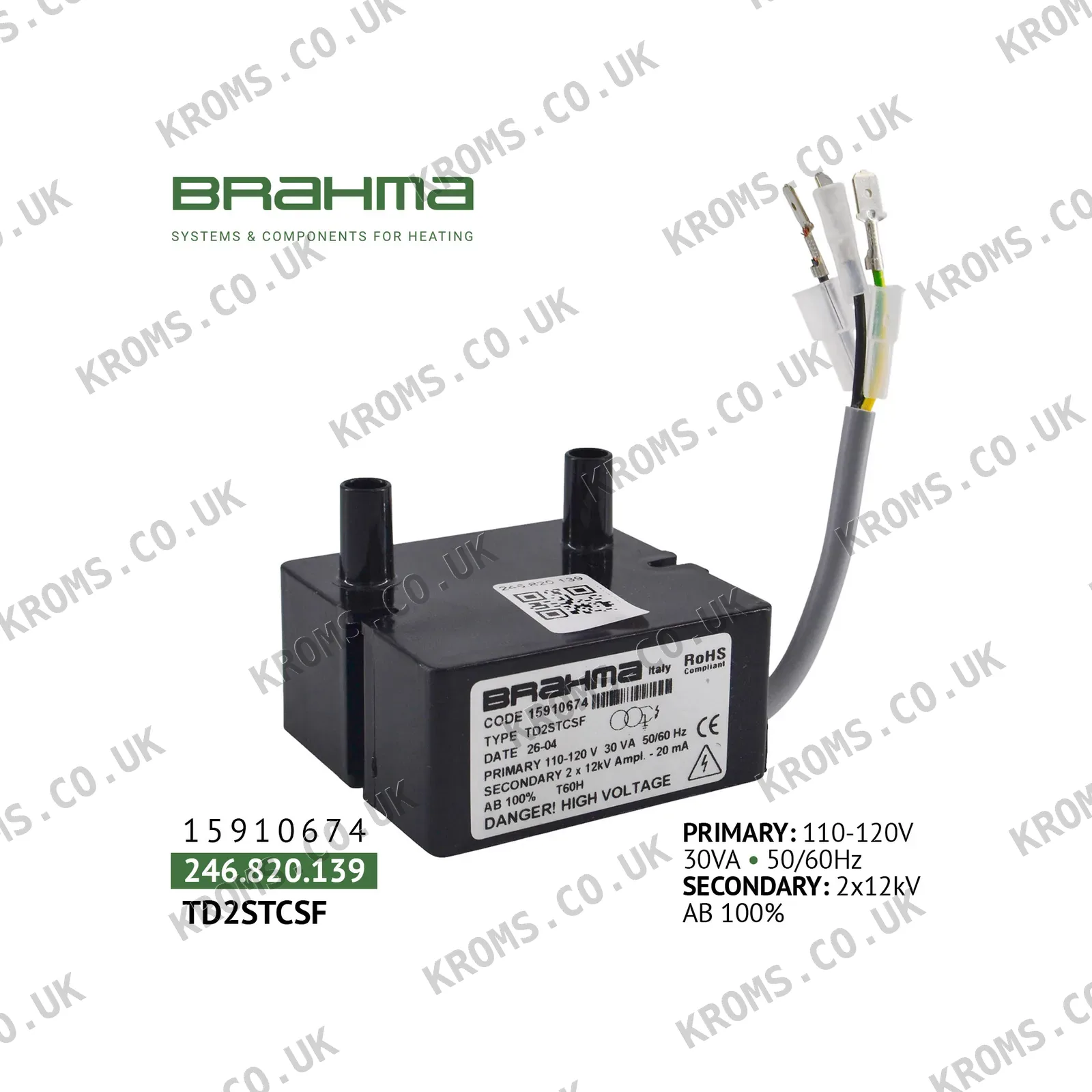 Brahma Ignition transformer TD2STCSF 15910674