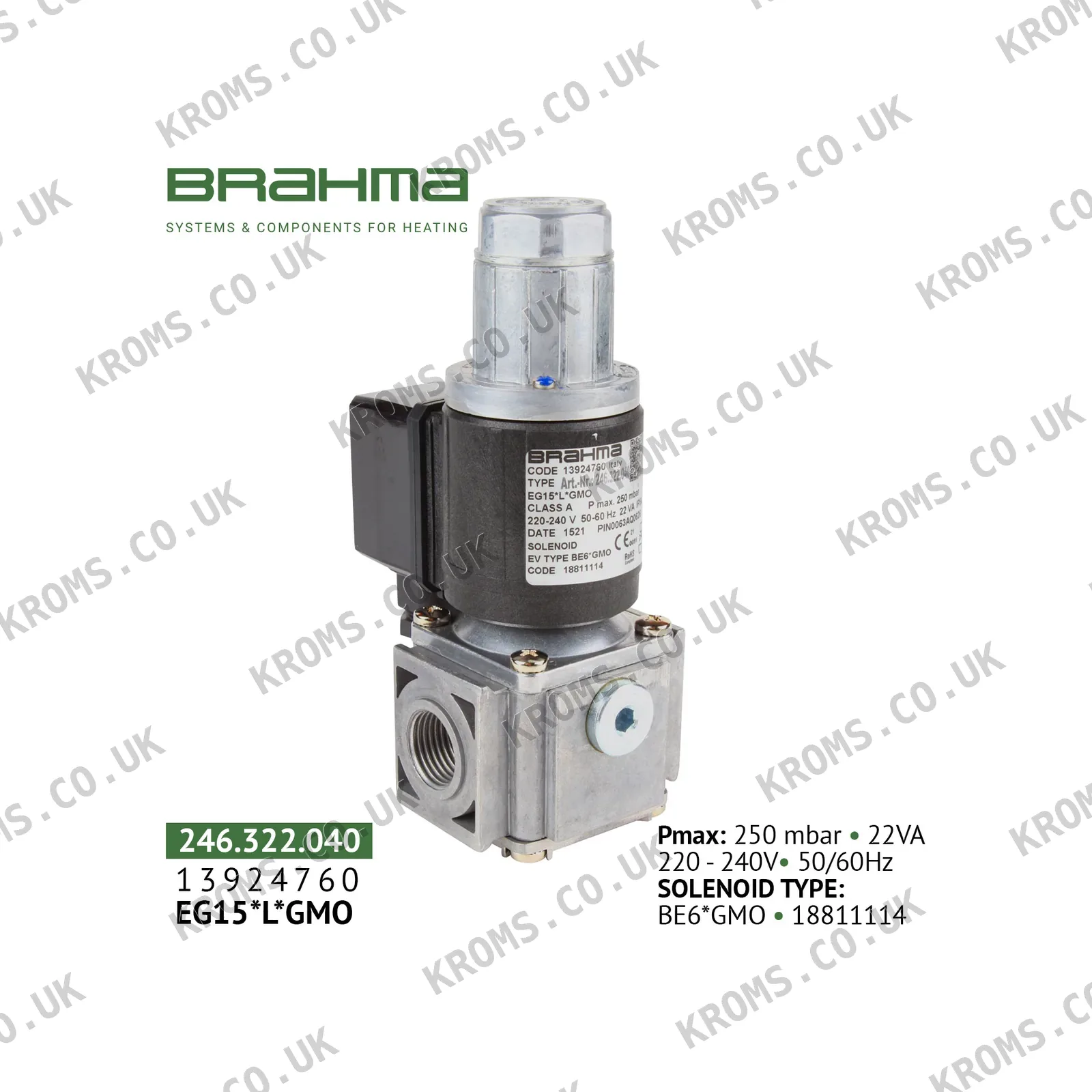 Brahma Gas solenoid valve 13924760