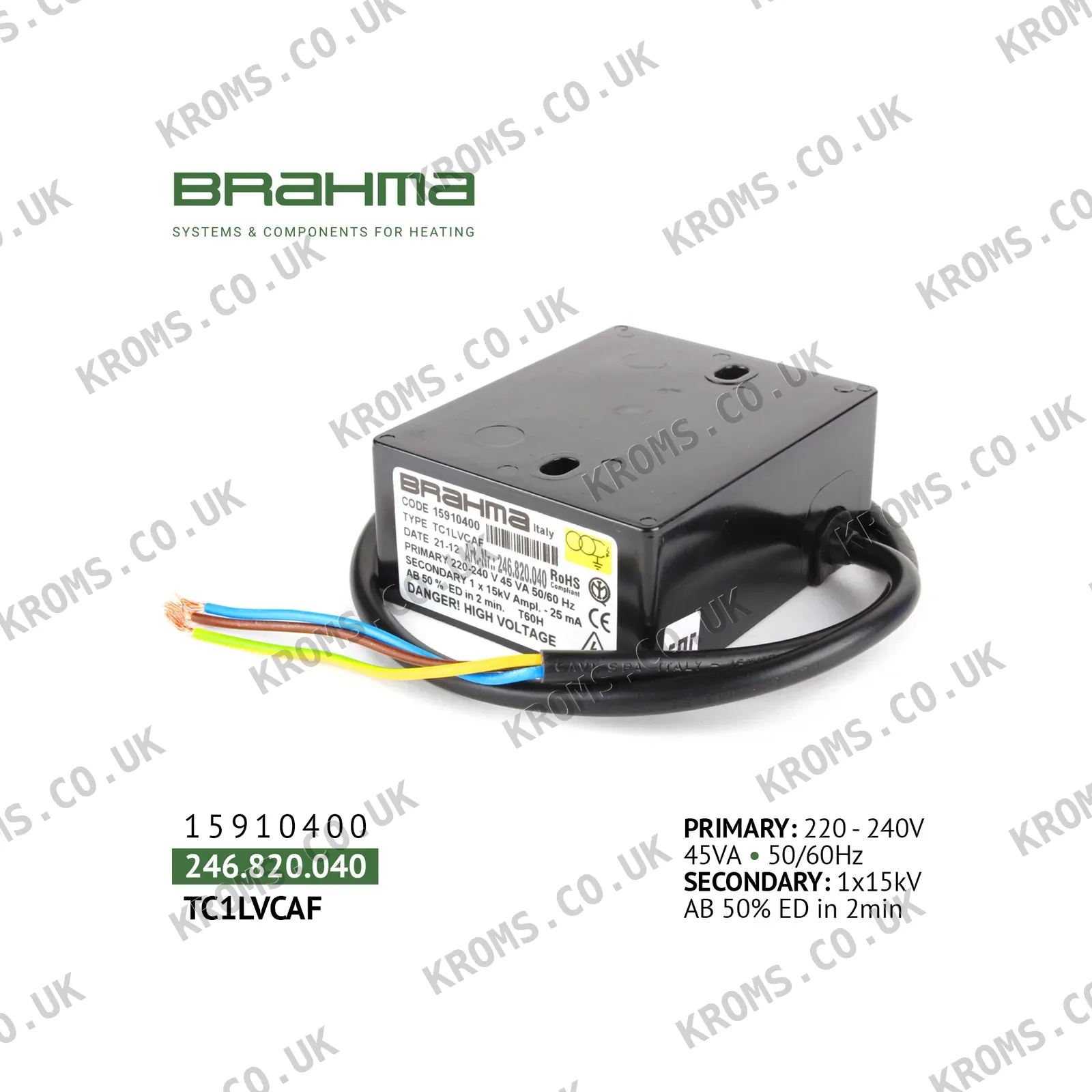 Brahma Ignition transformer TC1LVCAF 15910400