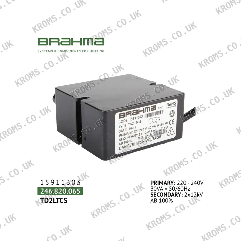 Brahma Ignition transformer TD2LTCS 15911303