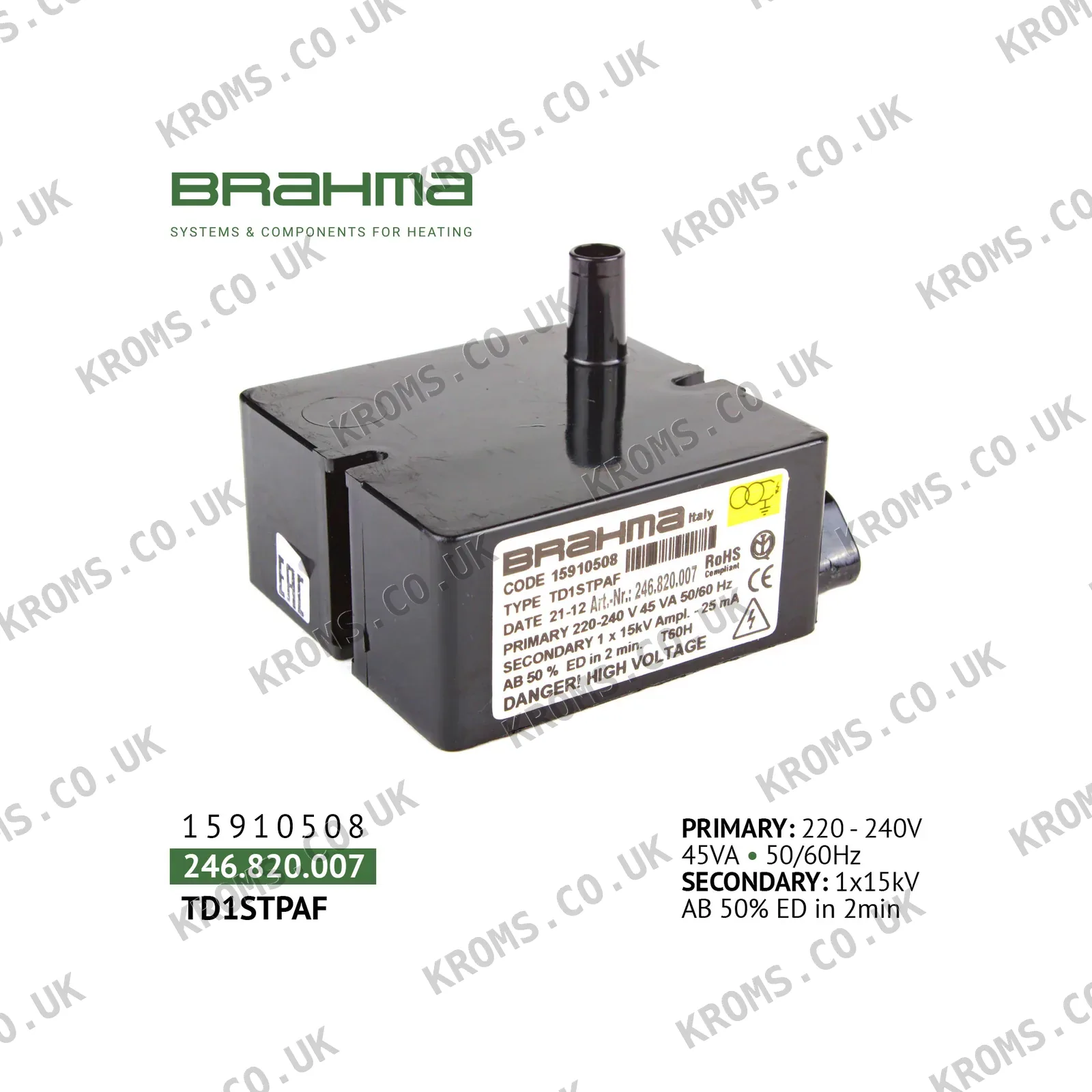 Brahma Ignition transformer 15910508