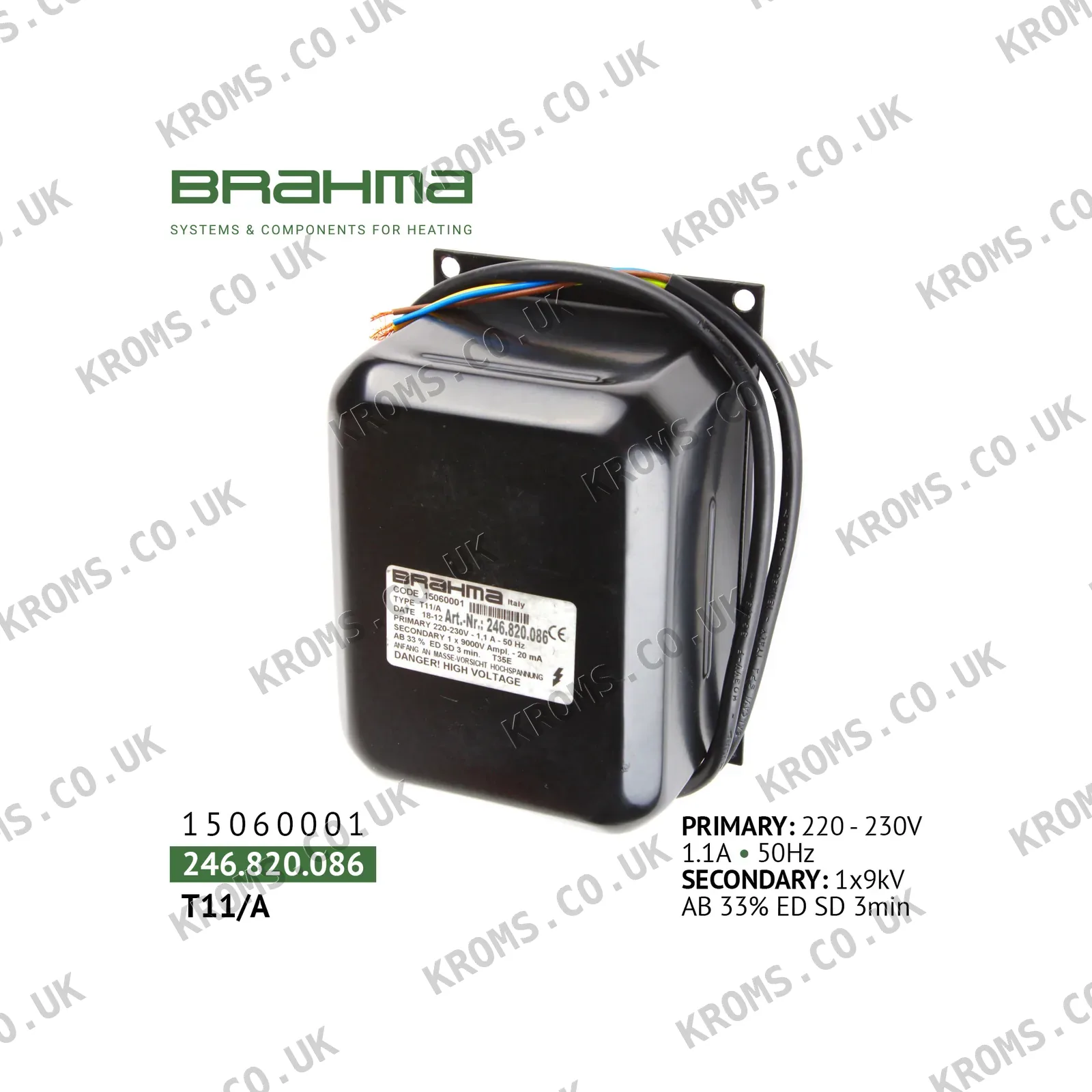 Brahma Ignition transformer T11/A 15060001