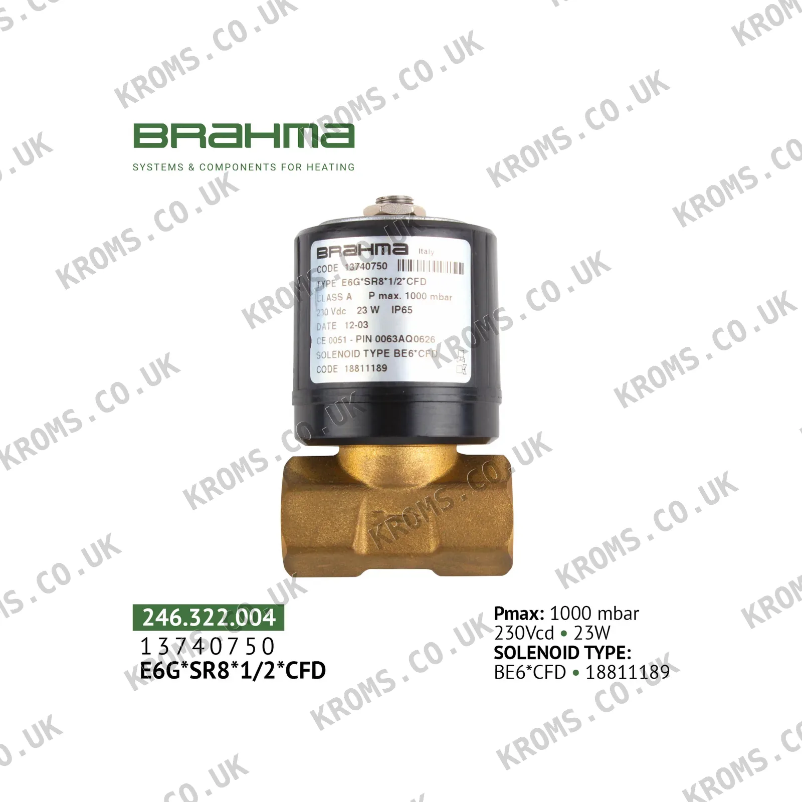 Brahma Gas valve E6G*SR*1/2*CFD 13740750