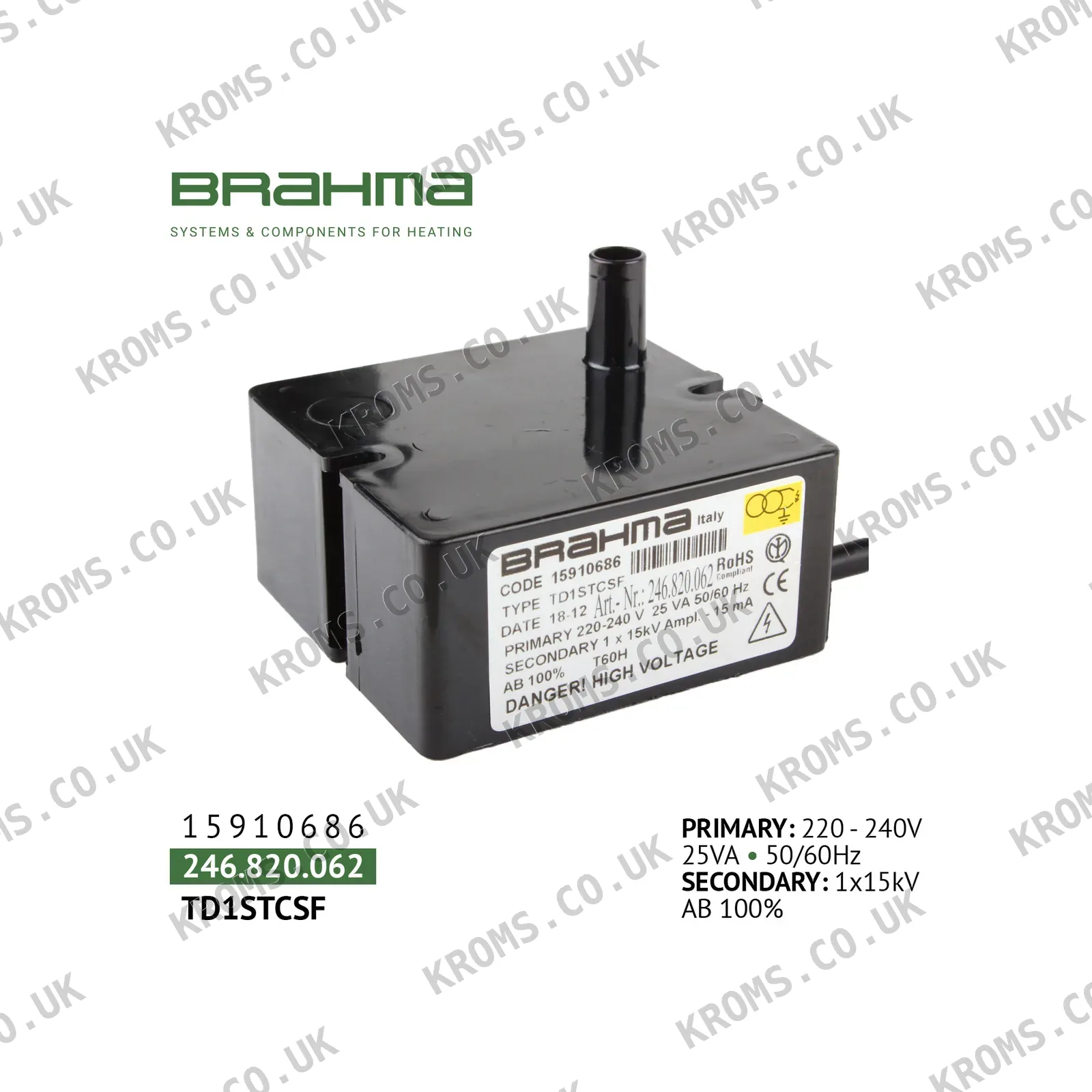 Brahma Ignition transformer TD1STCSF 15910686