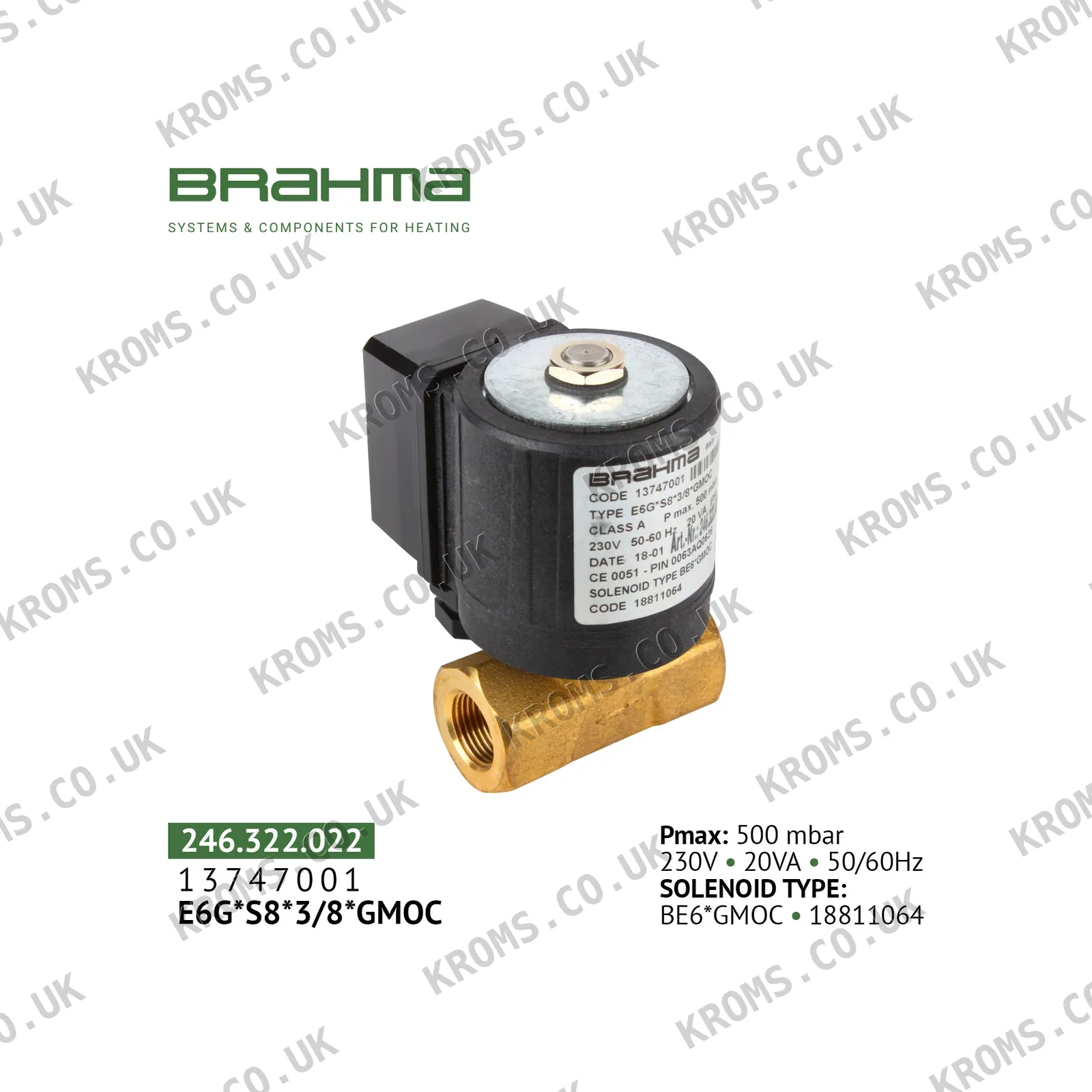 Brahma Gas solenoid valve 13747001