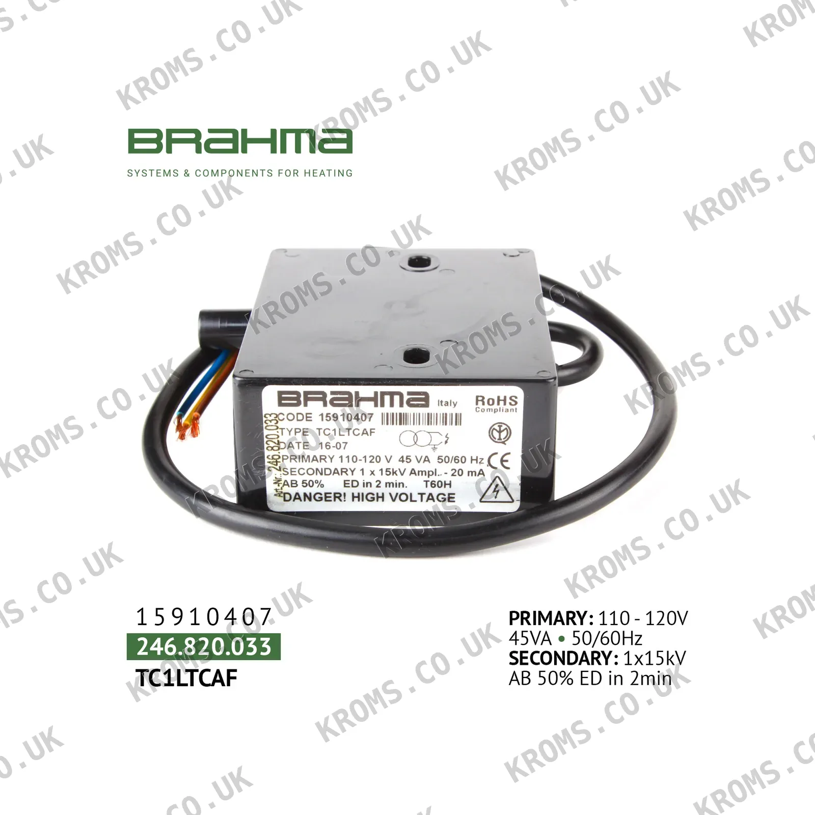 Brahma Ignition transformer TC1LTCAF 15910407