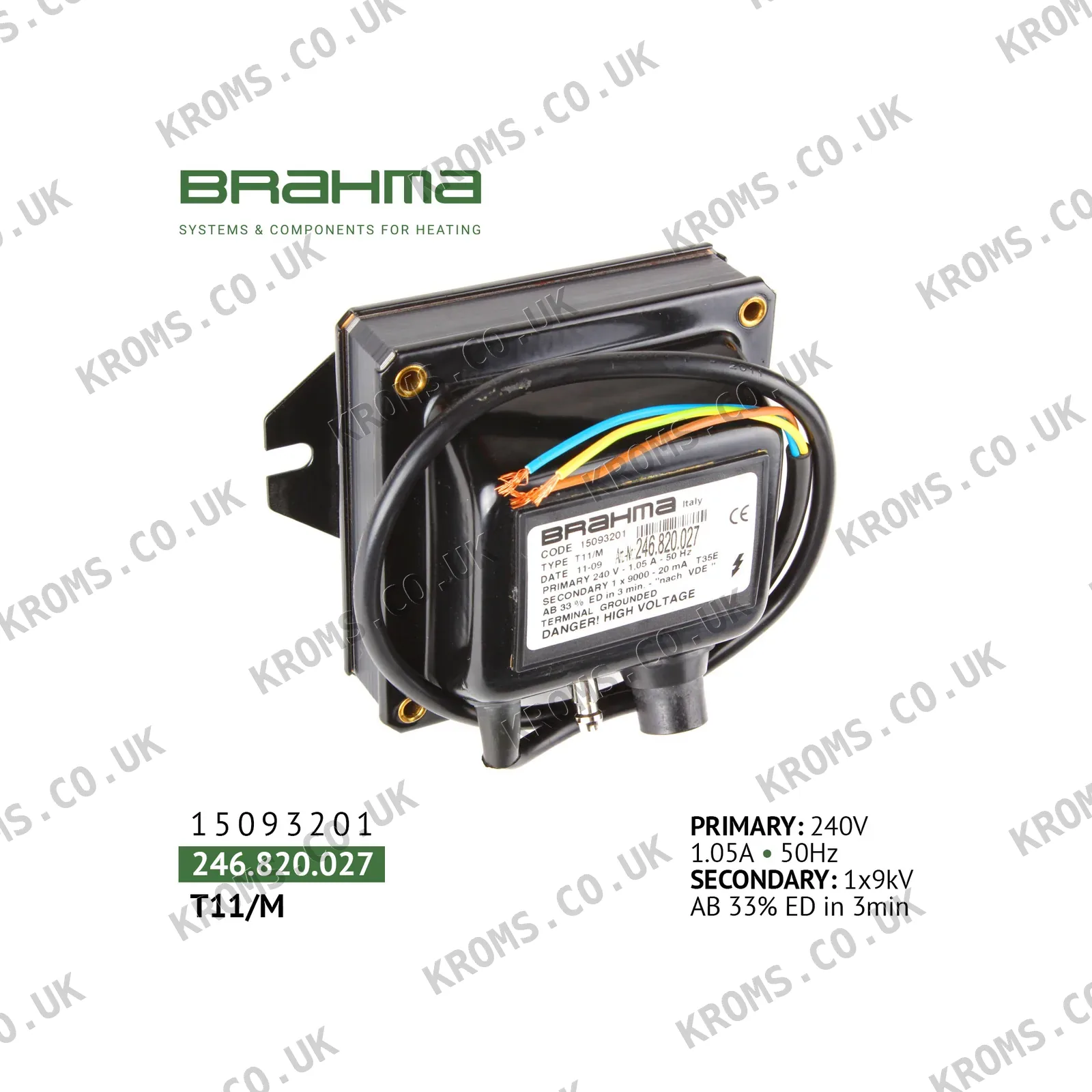 Brahma Ignition transformer T11/M 15093201