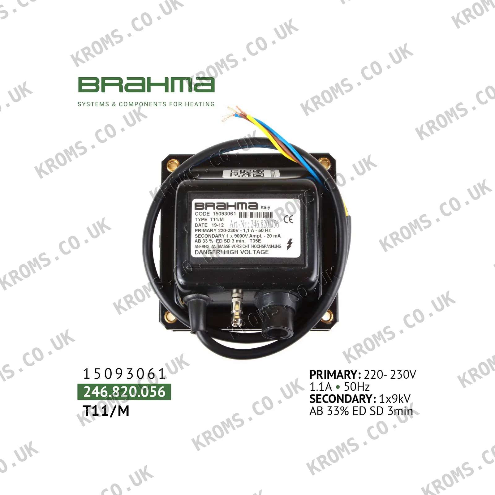 Brahma Ignition transformer T11/M 15093061