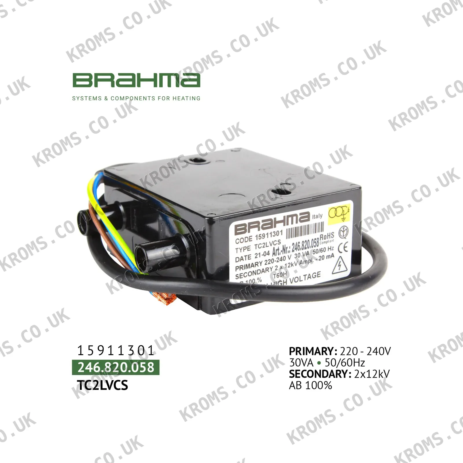 Brahma Ignition transformer TC2LVCS 15911301