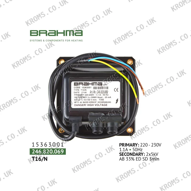 Brahma Ignition transformer T16/N 15363001