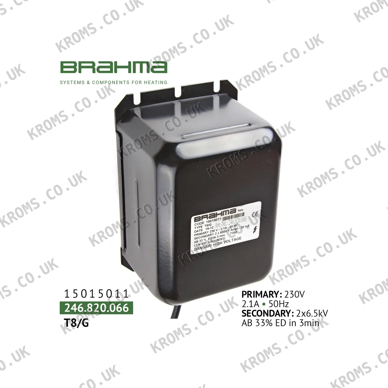Brahma Ignition transformer T8/G 15015011