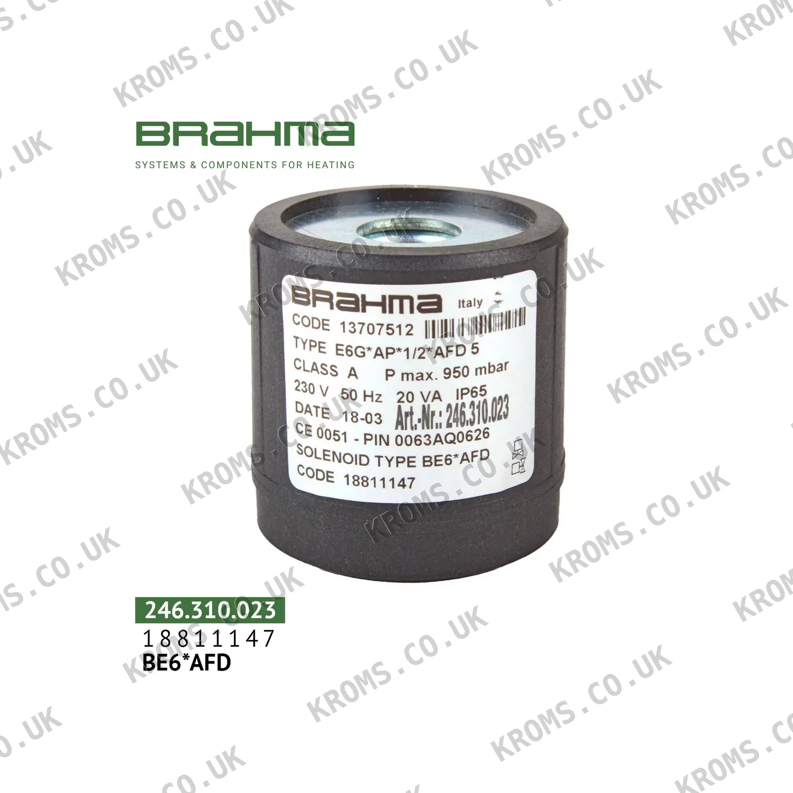 Brahma Solenoid coil BE6*AFD 18811147