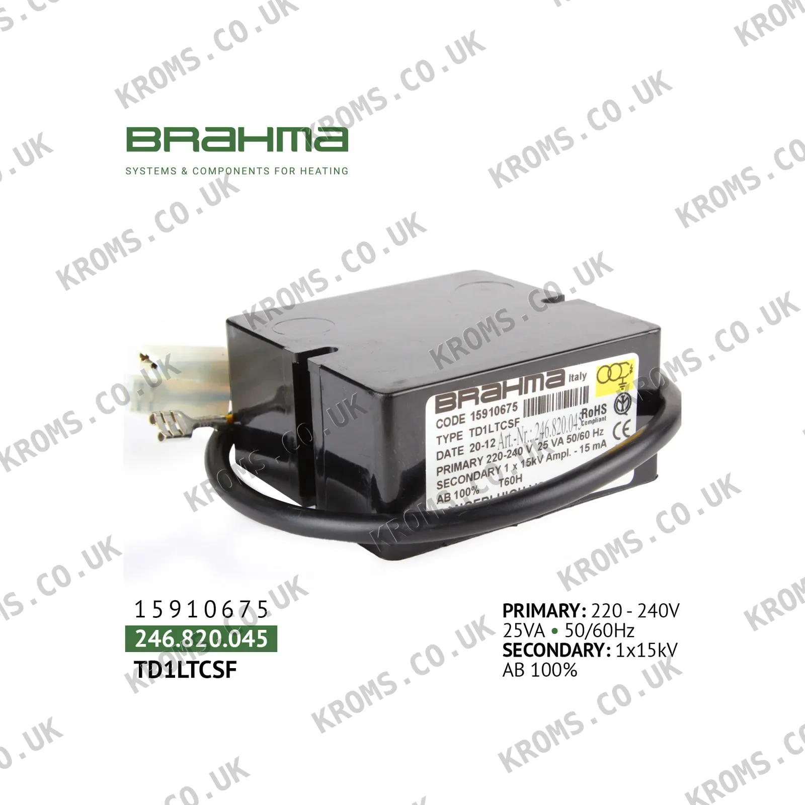 Brahma Ignition transformer TD1LTCSF 15910675