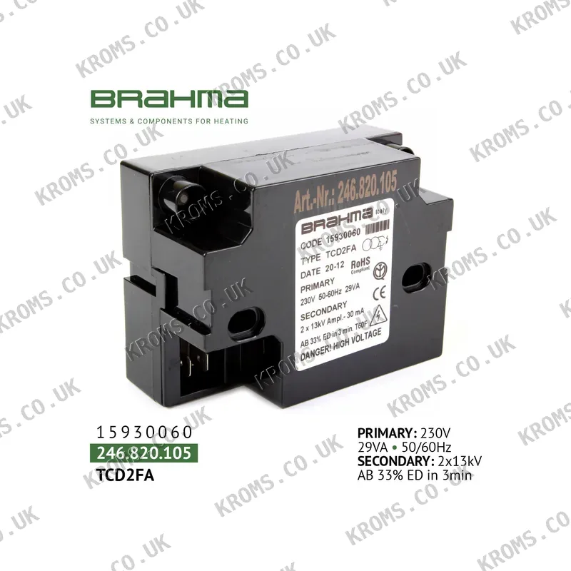 Brahma Ignition transformer TCD2FA 15930060