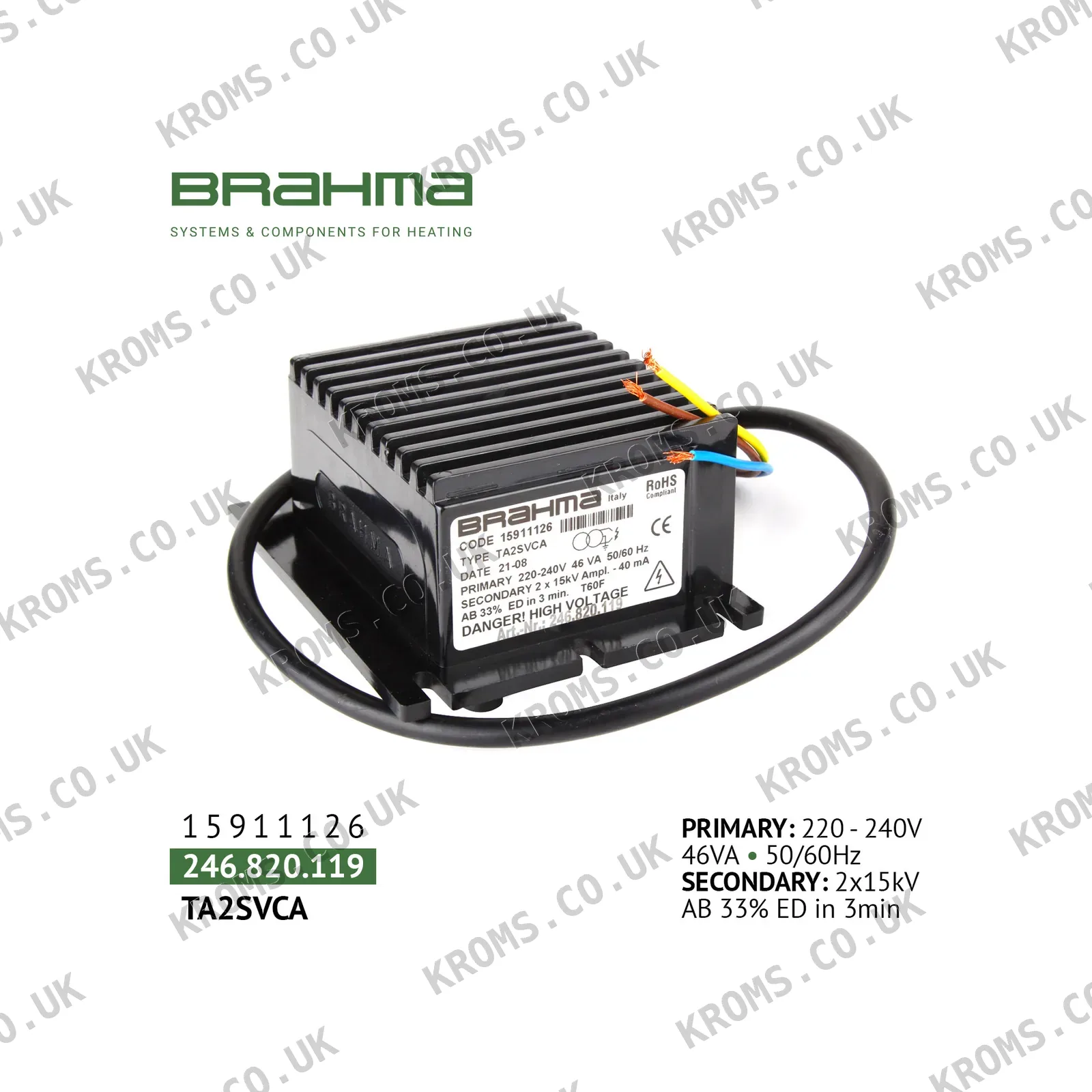 Brahma Ignition transformer TA2SVCA 15911126