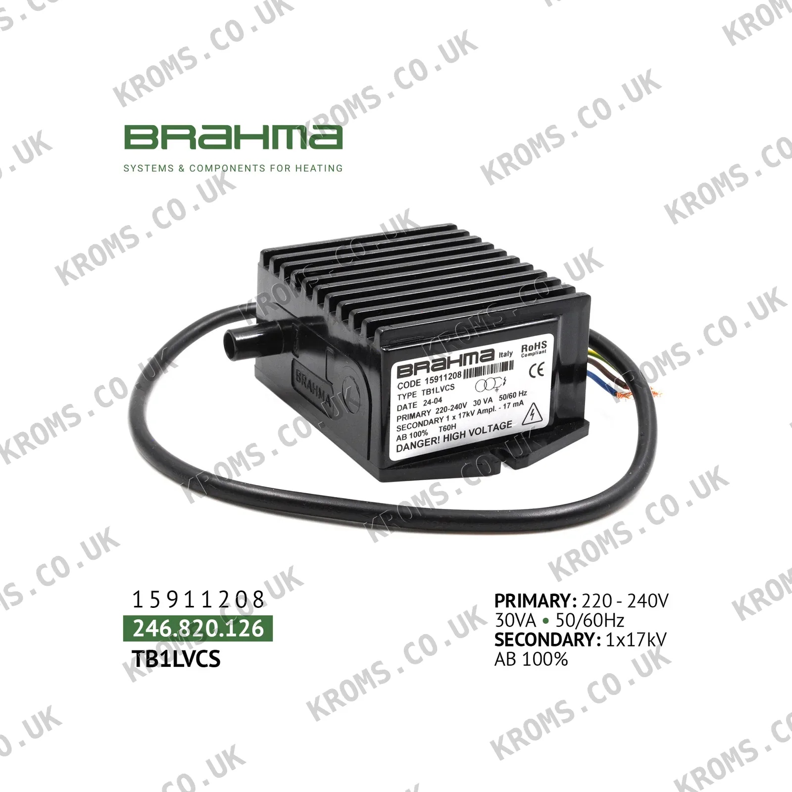 Brahma Ignition transformer TB1LVCS 15911208