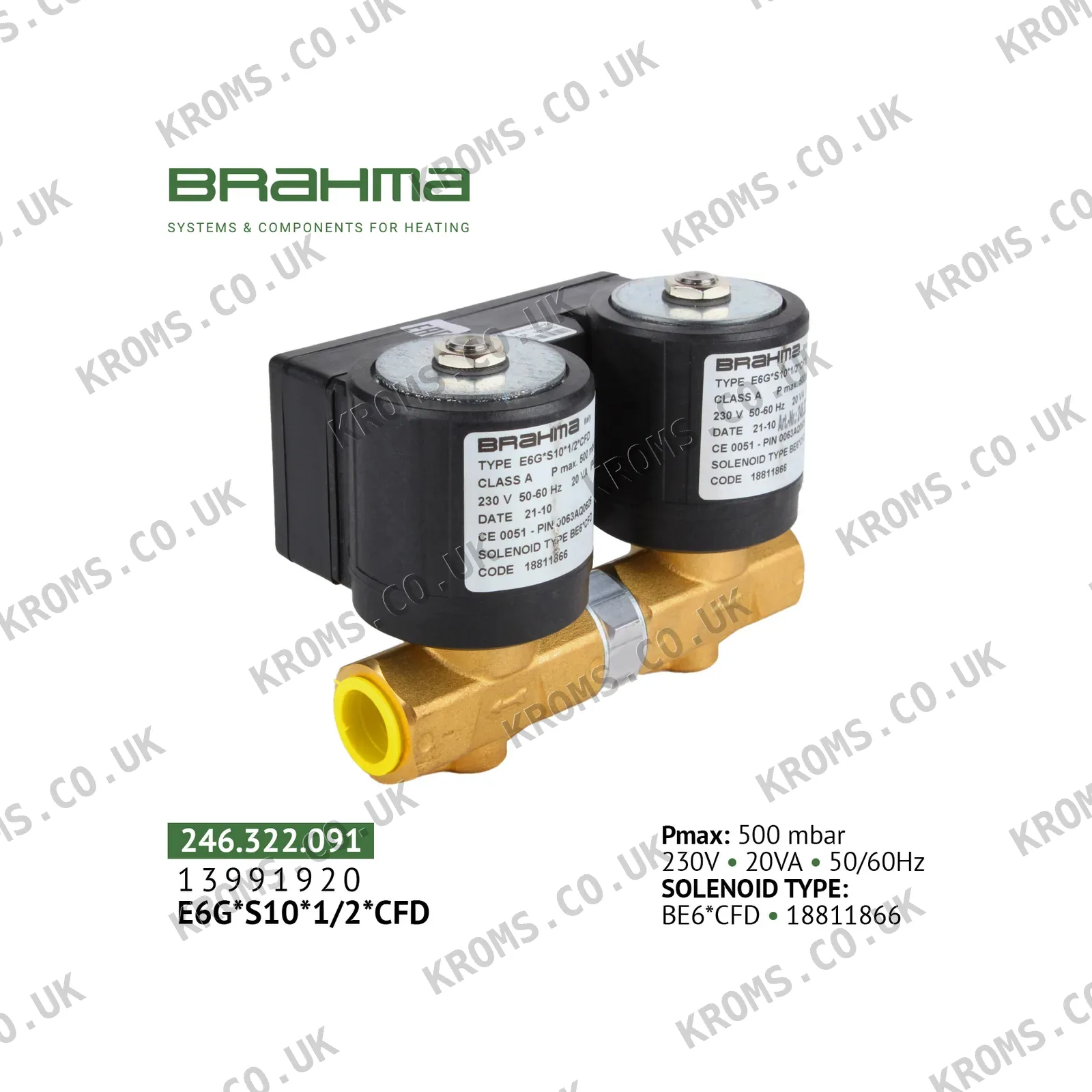 Brahma Double gas solenoid valve 13991920