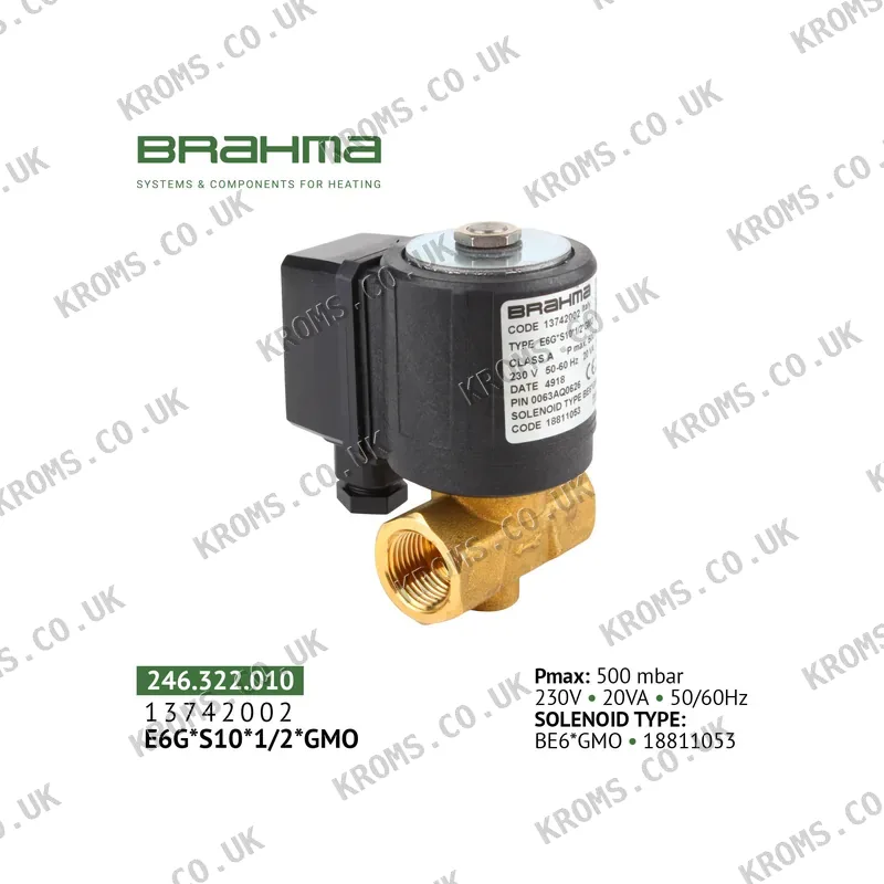 Brahma Gas solenoid valve E6G*S10*1/2*GMO 13742002