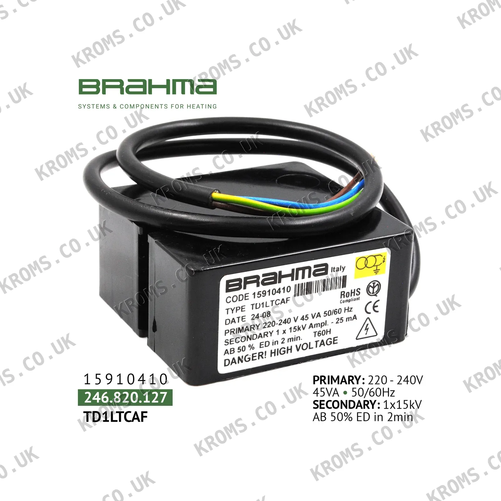 Brahma Ignition transformer TD1LTCAF 15910410