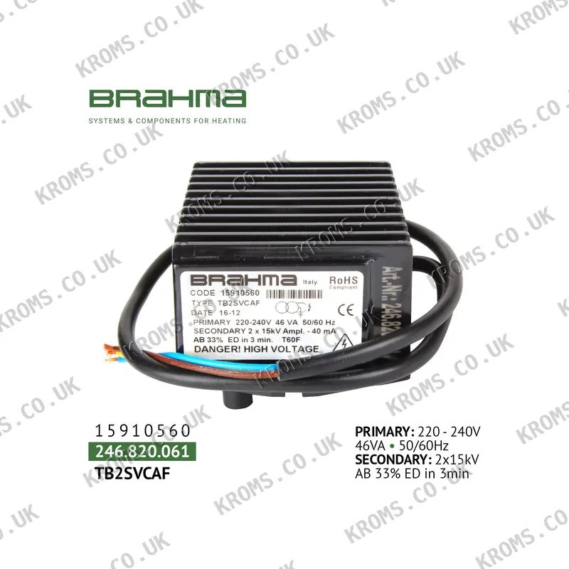 Brahma Ignition transformer TB2SVCAF 15910560