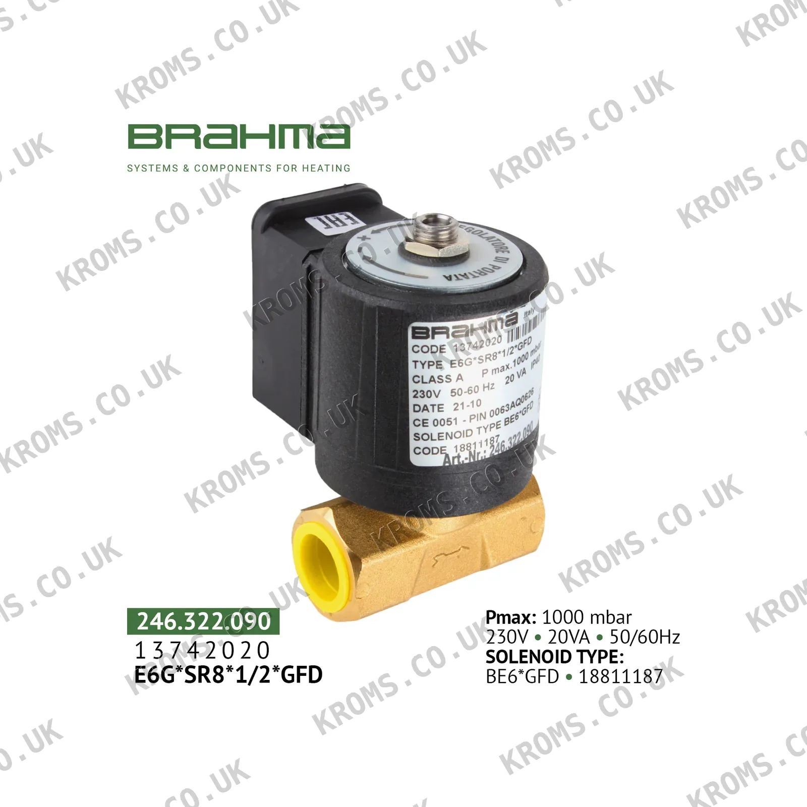 Brahma Gas valve E6G*SR8*1/2*GFD 13742020