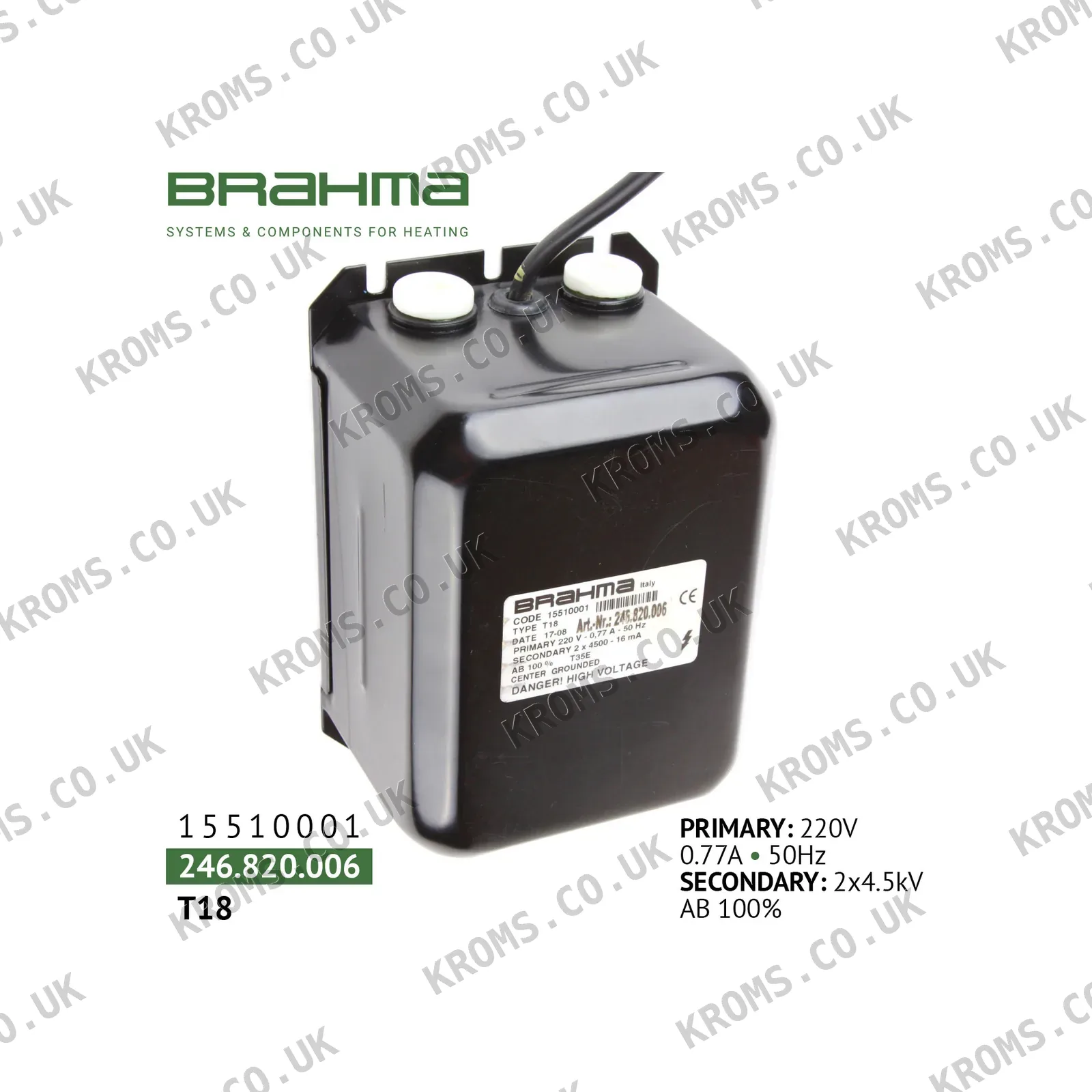 Brahma Ignition transformer T18 15510001