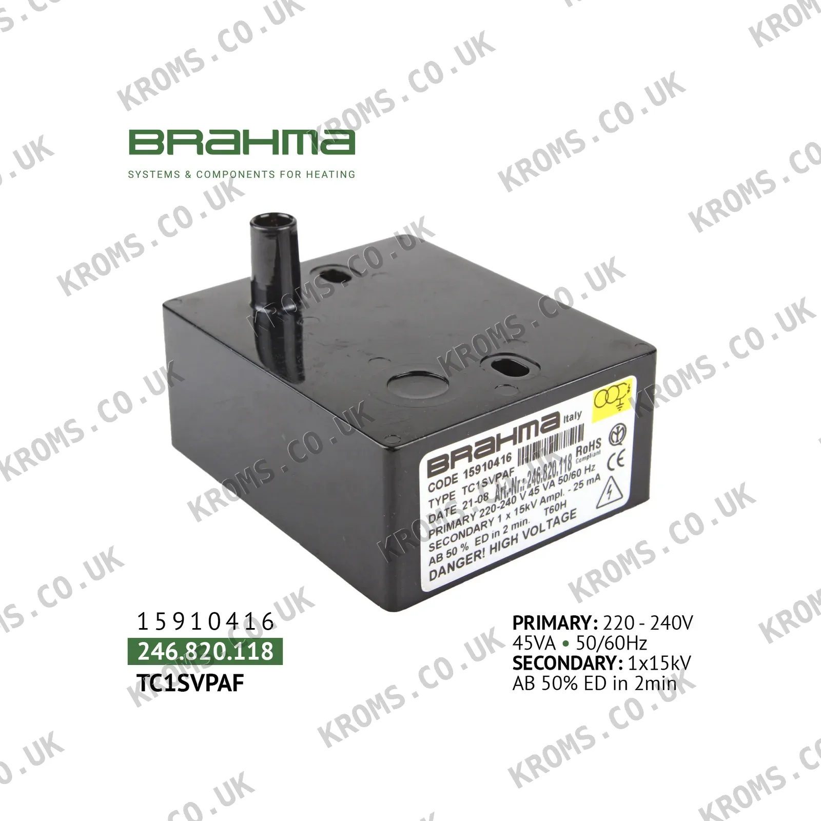 Brahma Ignition transformer TC1SVPAF 15910416