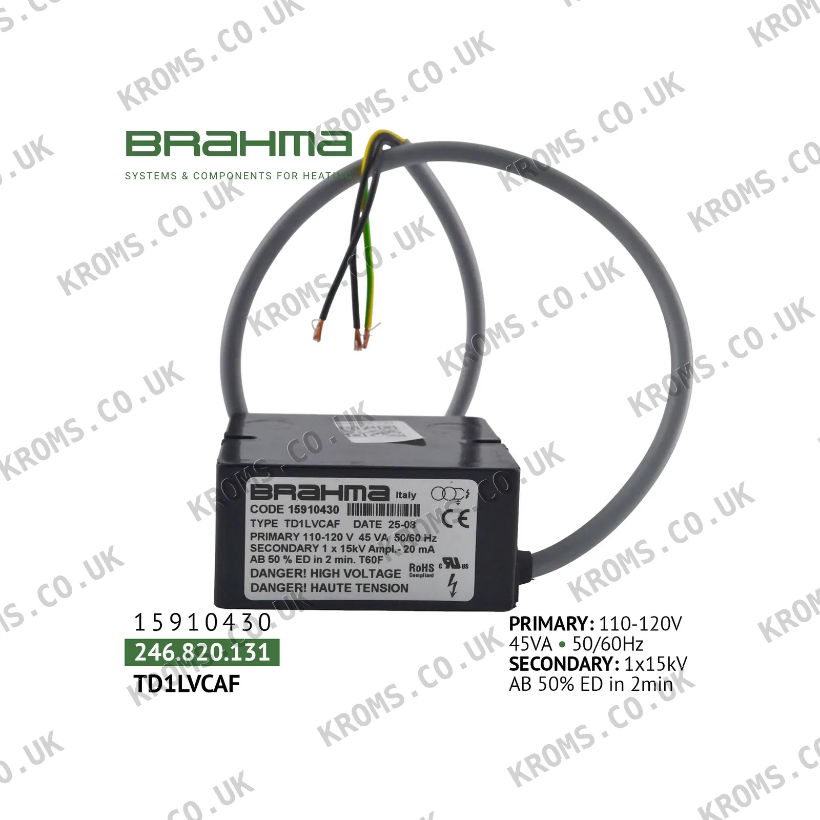 Brahma Ignition transformer TD1LVCAF 15910430