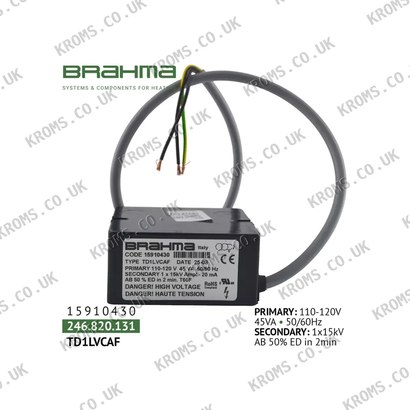 Brahma Ignition transformer TD1LVCAF 15910430