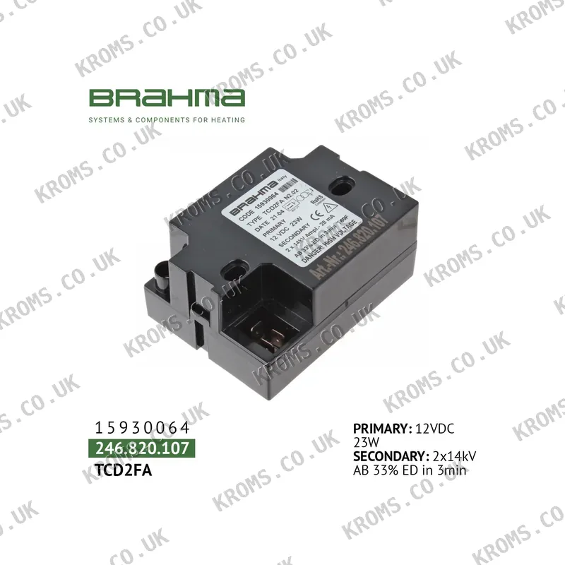 Brahma Ignition transformer TCD2FA 15930064