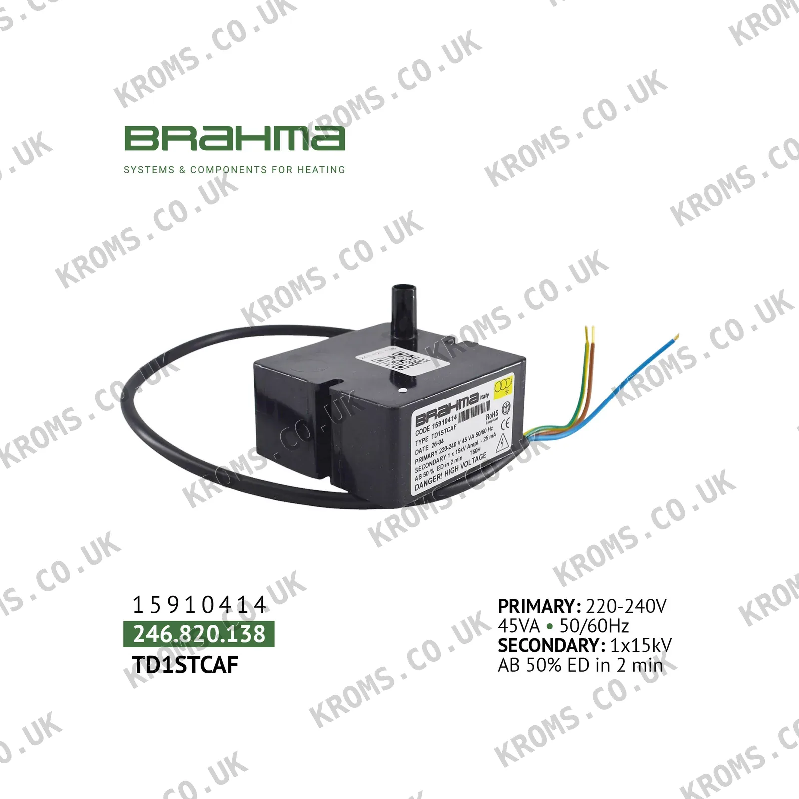 Brahma Ignition transformer TD1STCAF 15910414