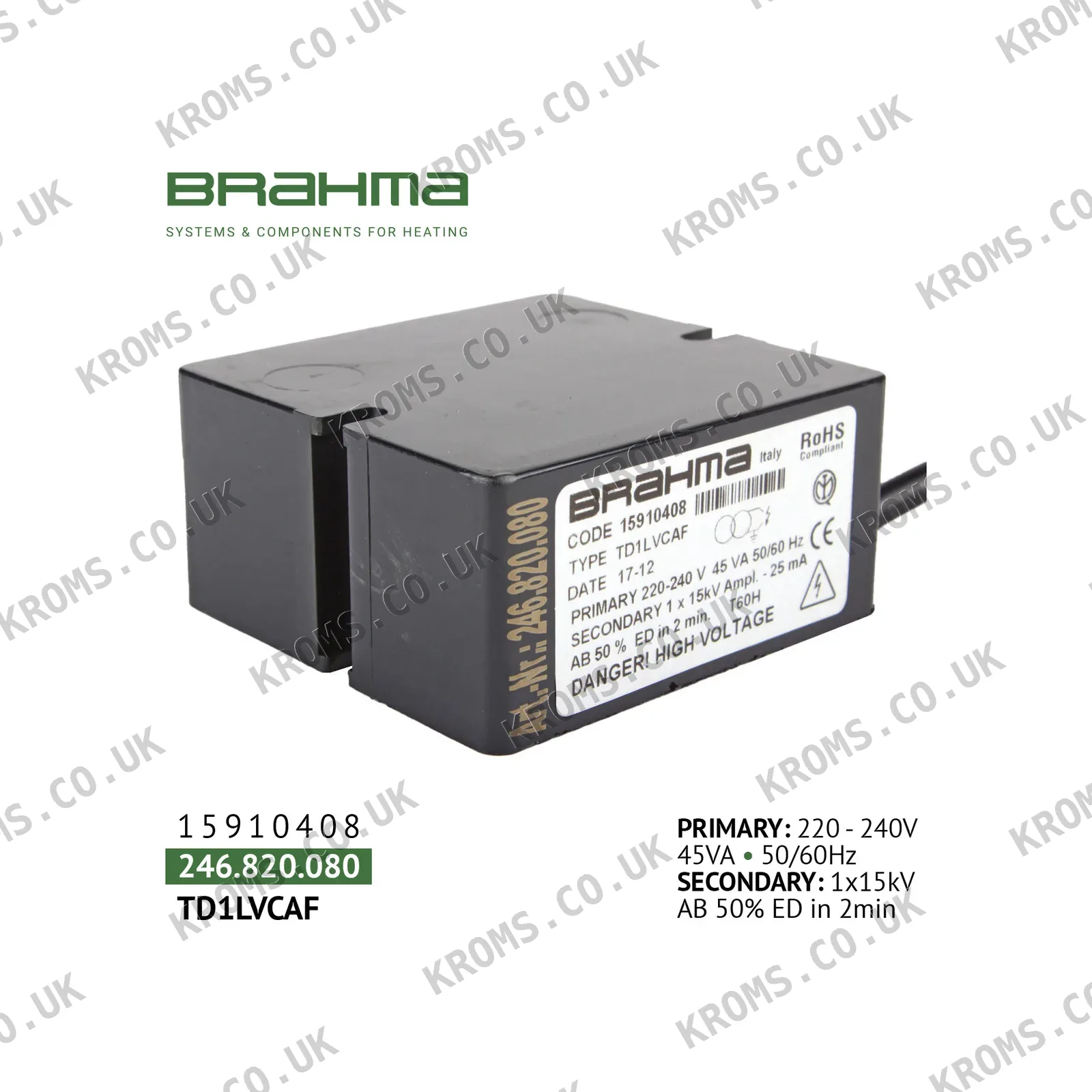 Brahma Ignition transformer TD1LVCAF 15910408