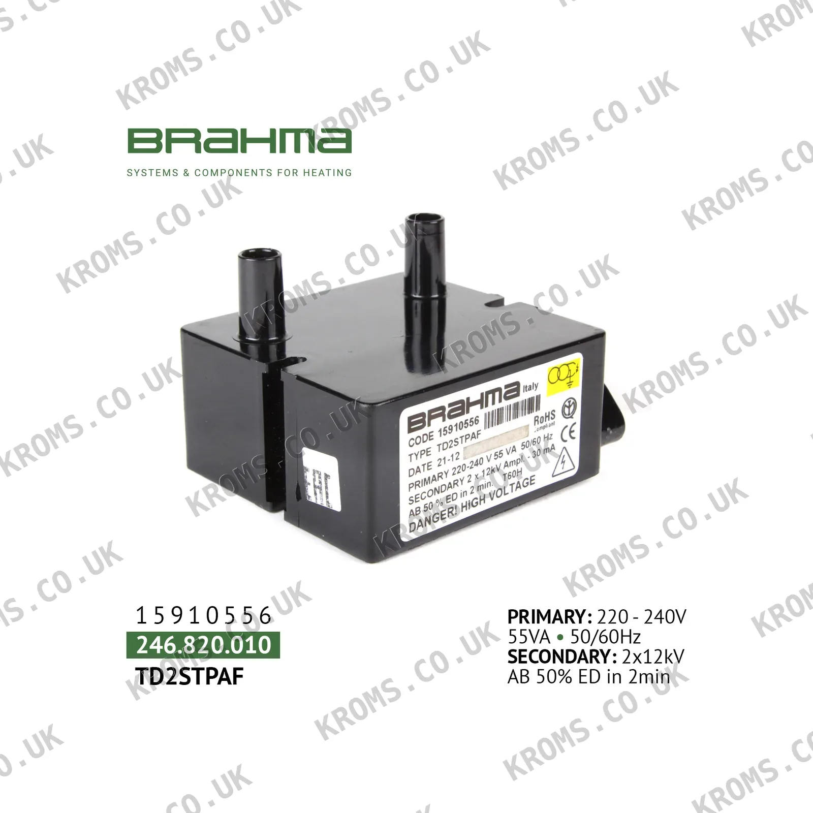 Brahma Ignition transformer TD2STPAF 15910556