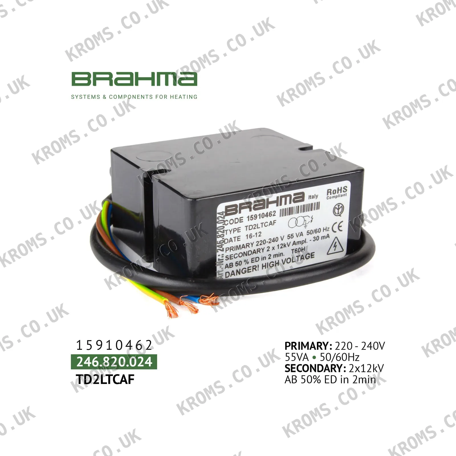 Brahma Ignition transformer TD2LTCAF 15910462