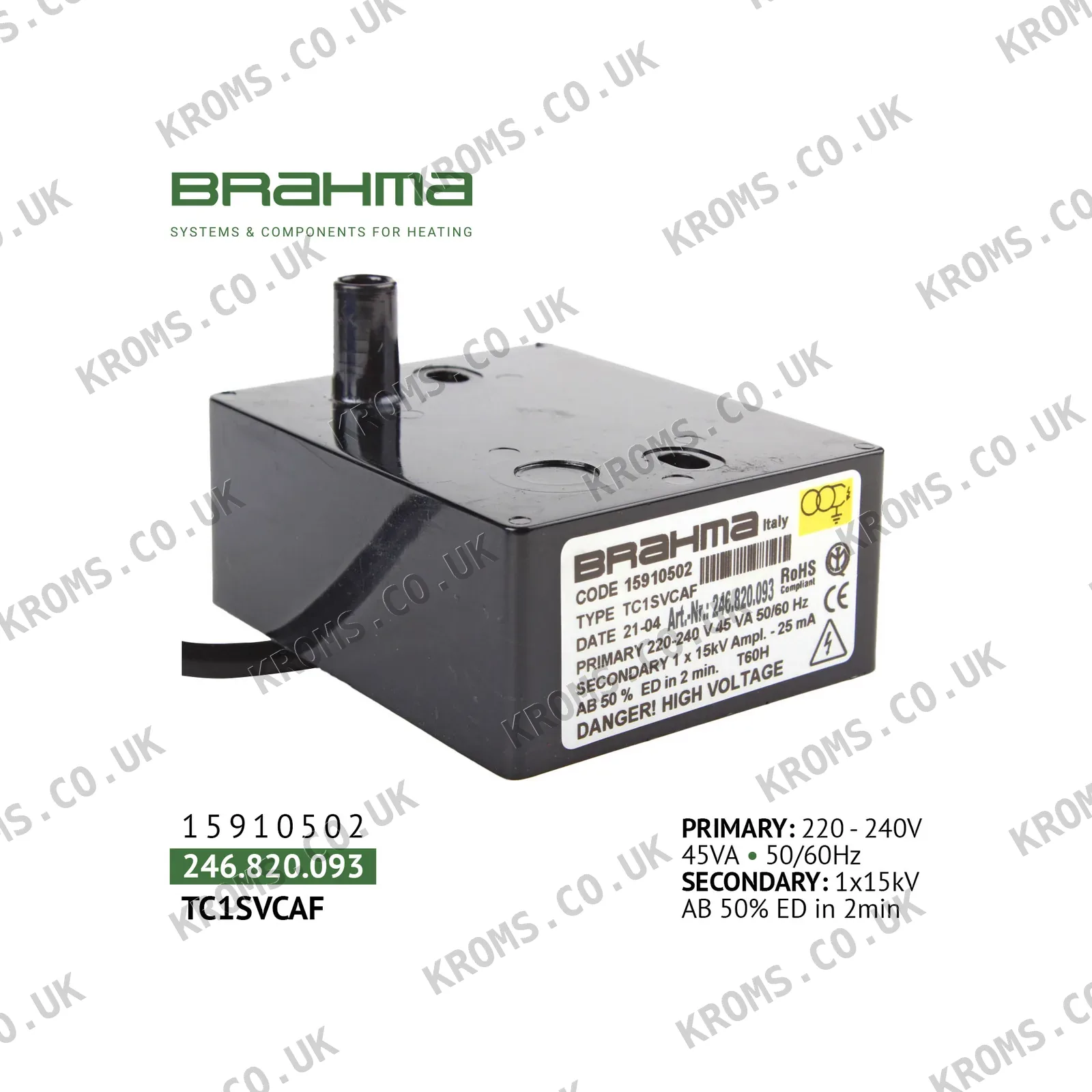 Brahma Ignition transformer TC1SVCAF 15910502
